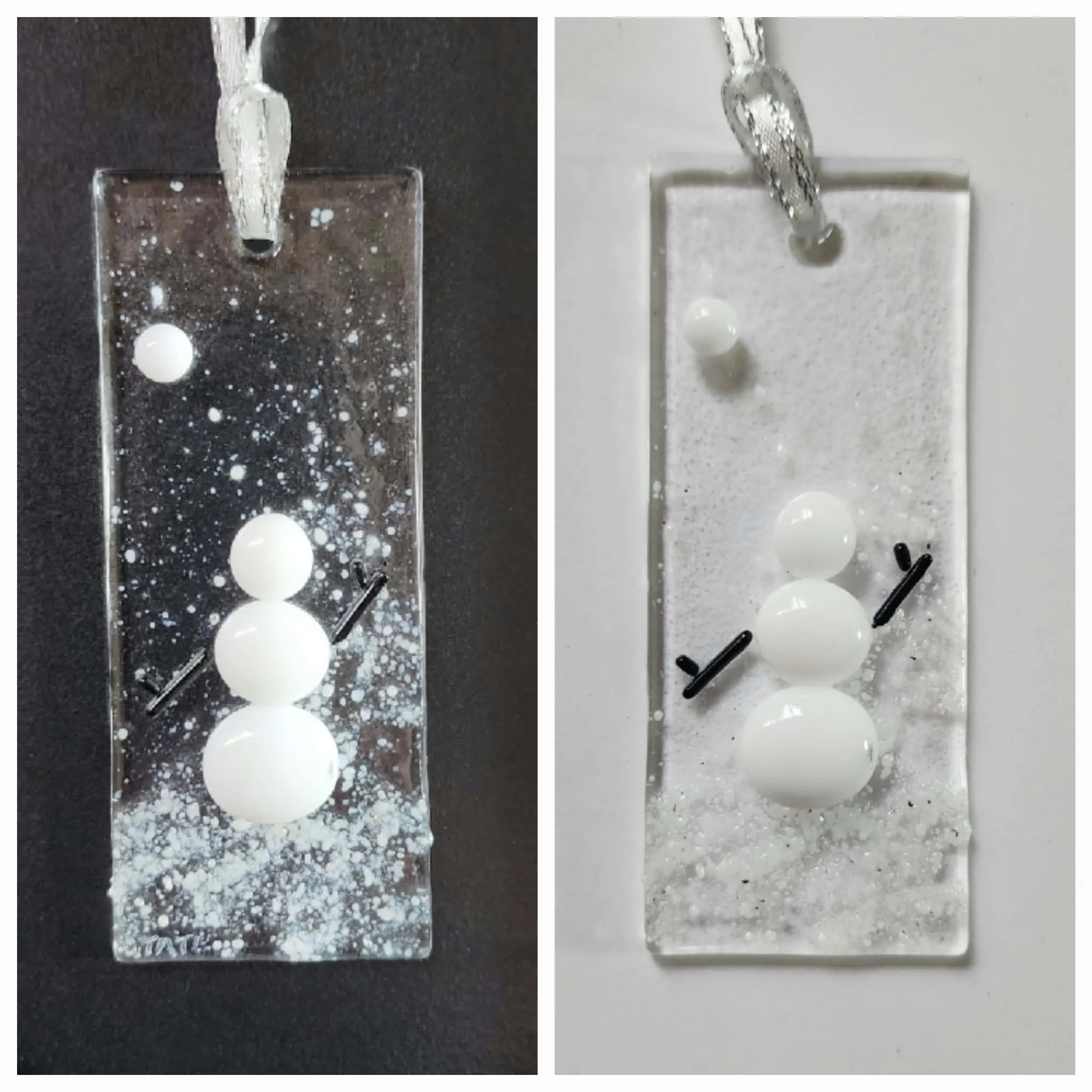 Snowman Ornament - Fused Glass