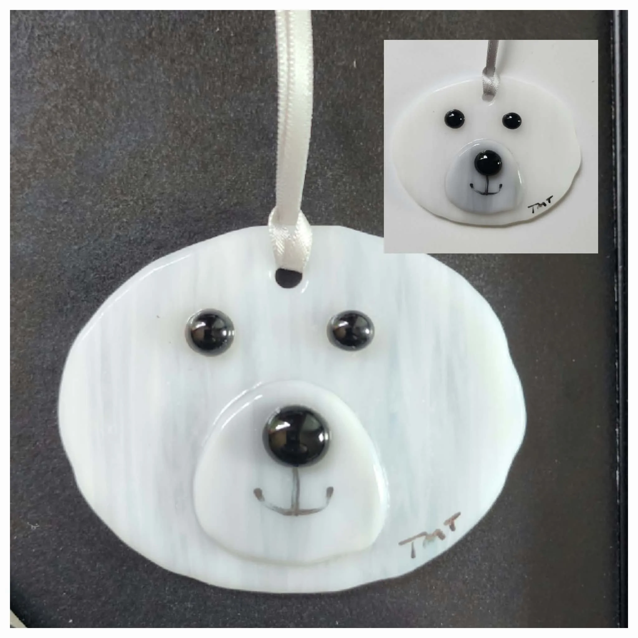 Polar Bear Ornament - Fused Glass