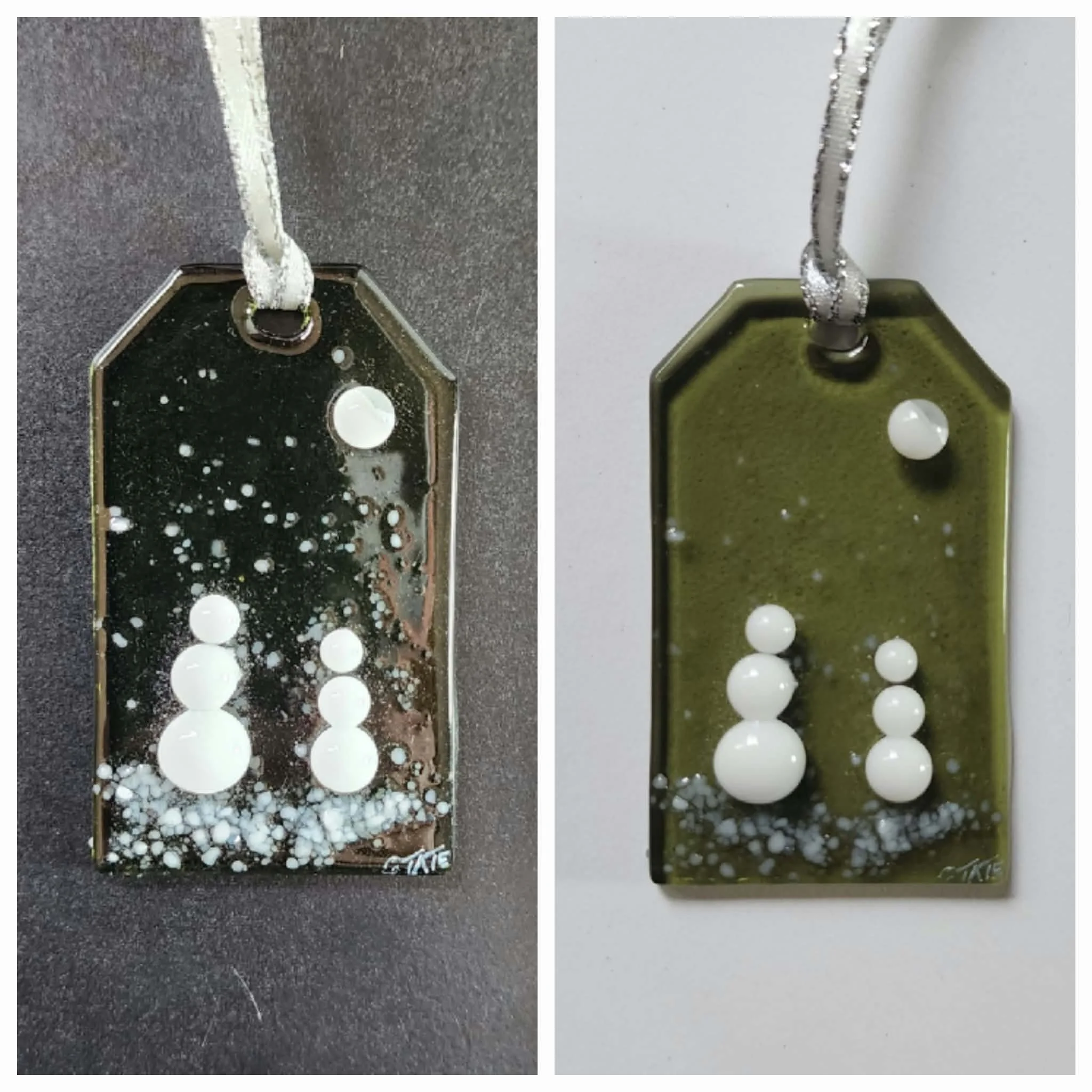 Snowmen Ornament - Fused Glass
