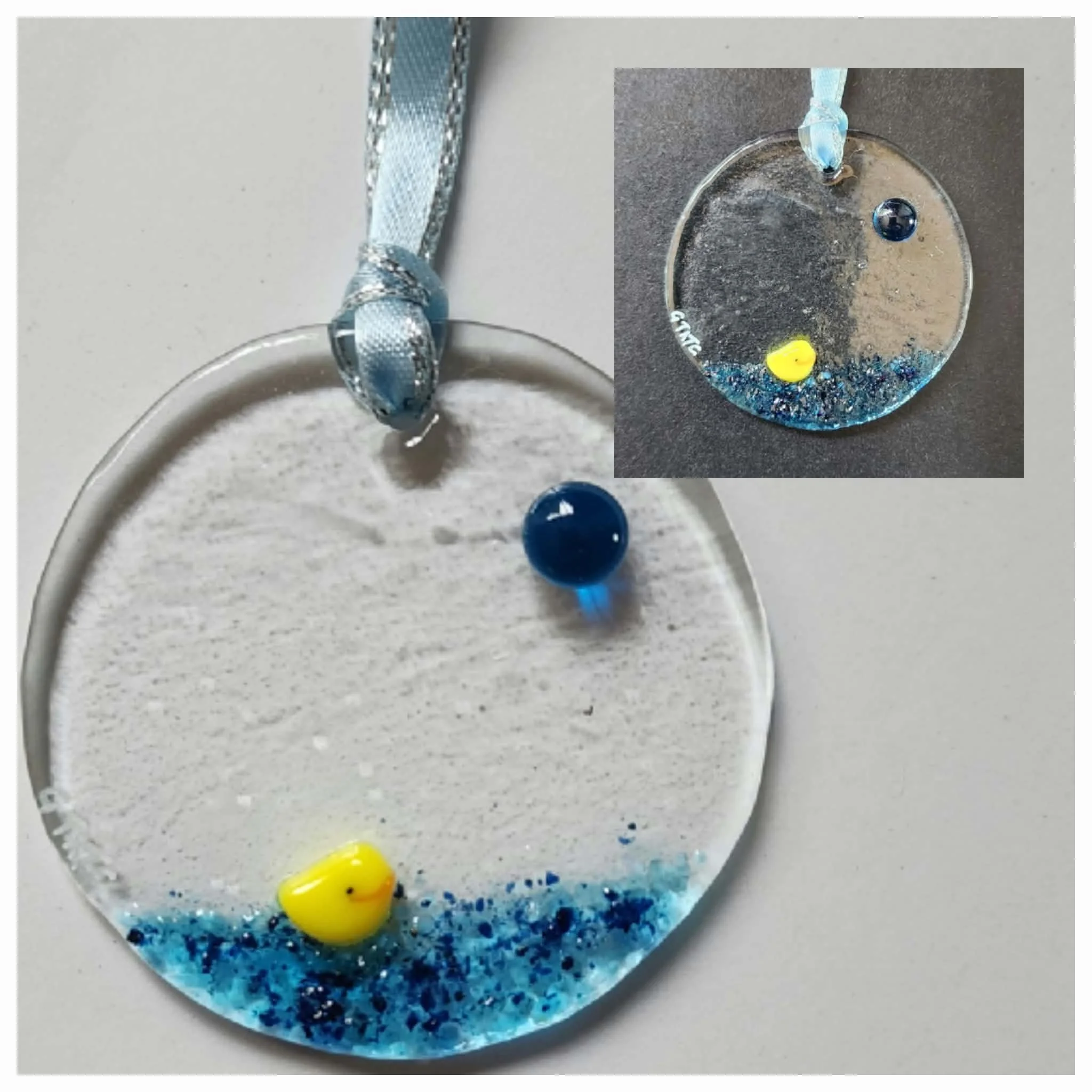 Ducky Ornament - Fused Glass