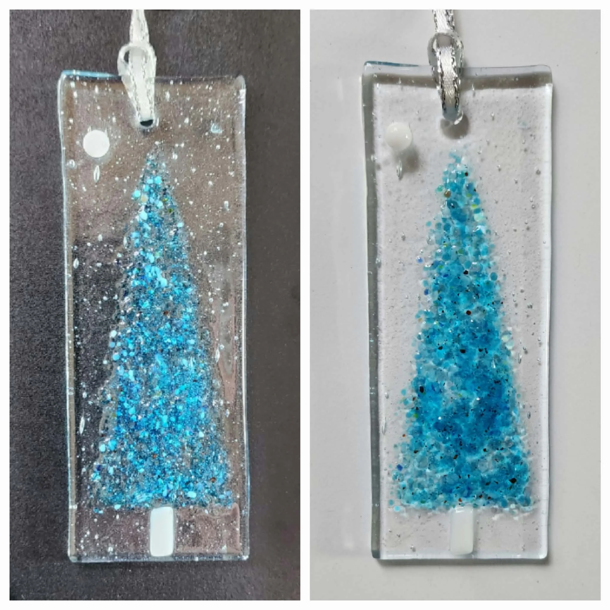 Blue Tree Ornament - Fused Glass