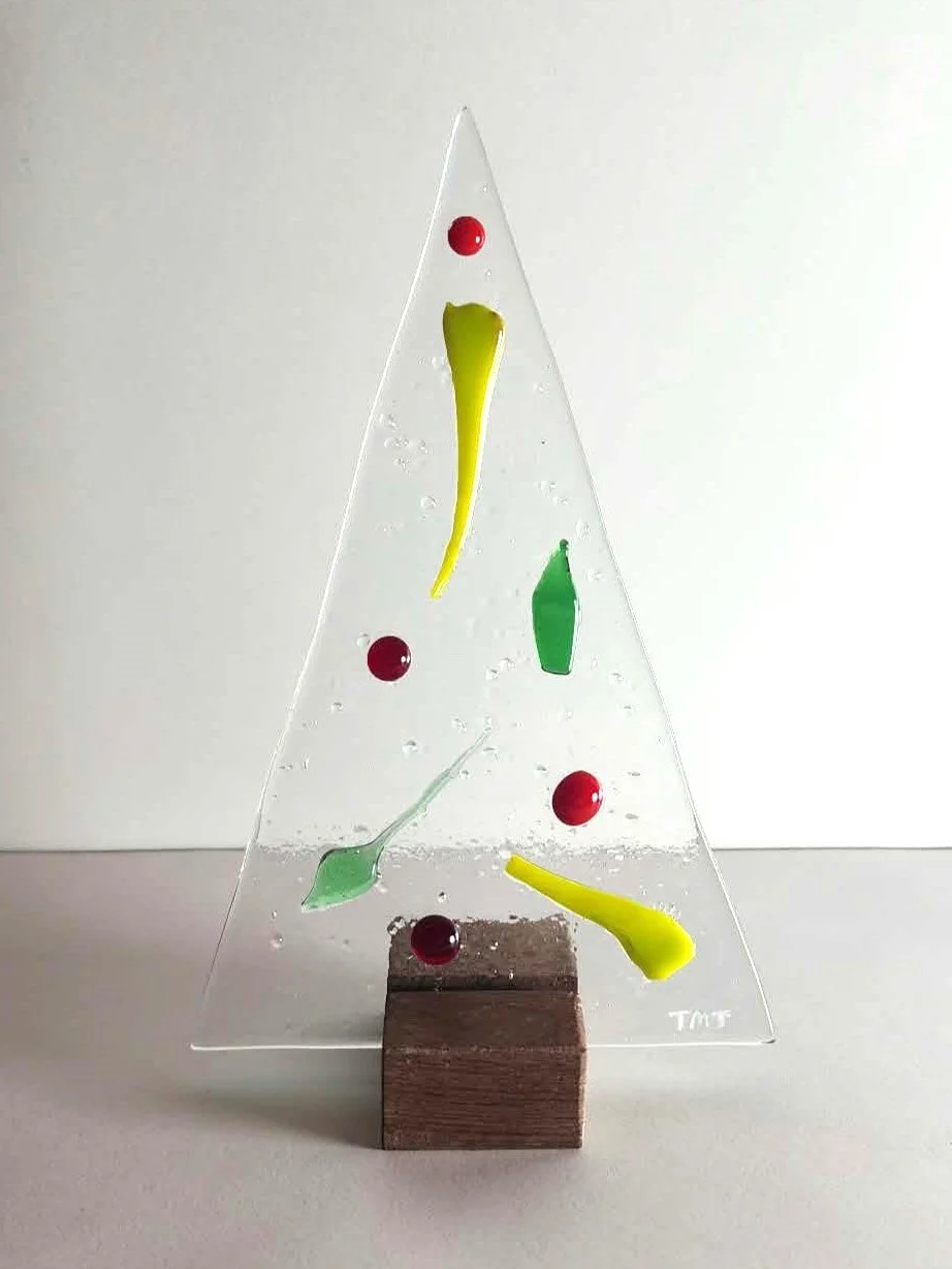 Christmas Mix Freestanding Fused Glass Tree