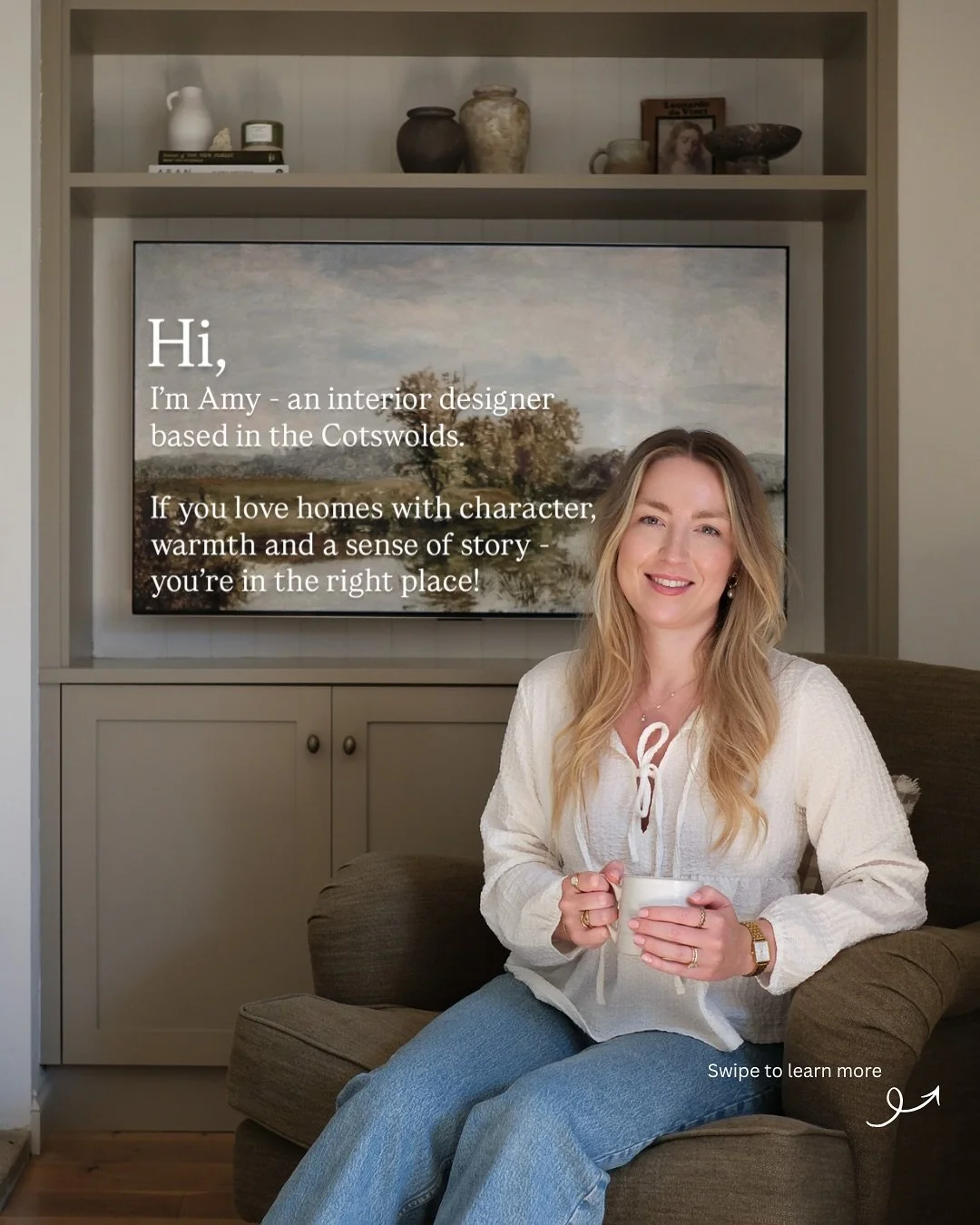 Hey everyone ✨
I’m Amy, an interior designer based in the Cotswolds, and I thought I’d reintroduce myself, share a little about who I am, what inspires me, and how I approach design.
If you love homes with warmth, character and a sense