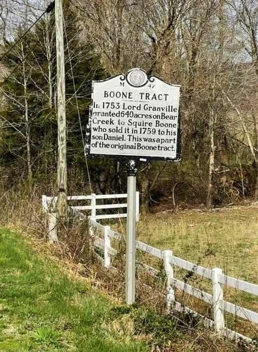 Boone Tract Highway Sign. Photo by R A Crum