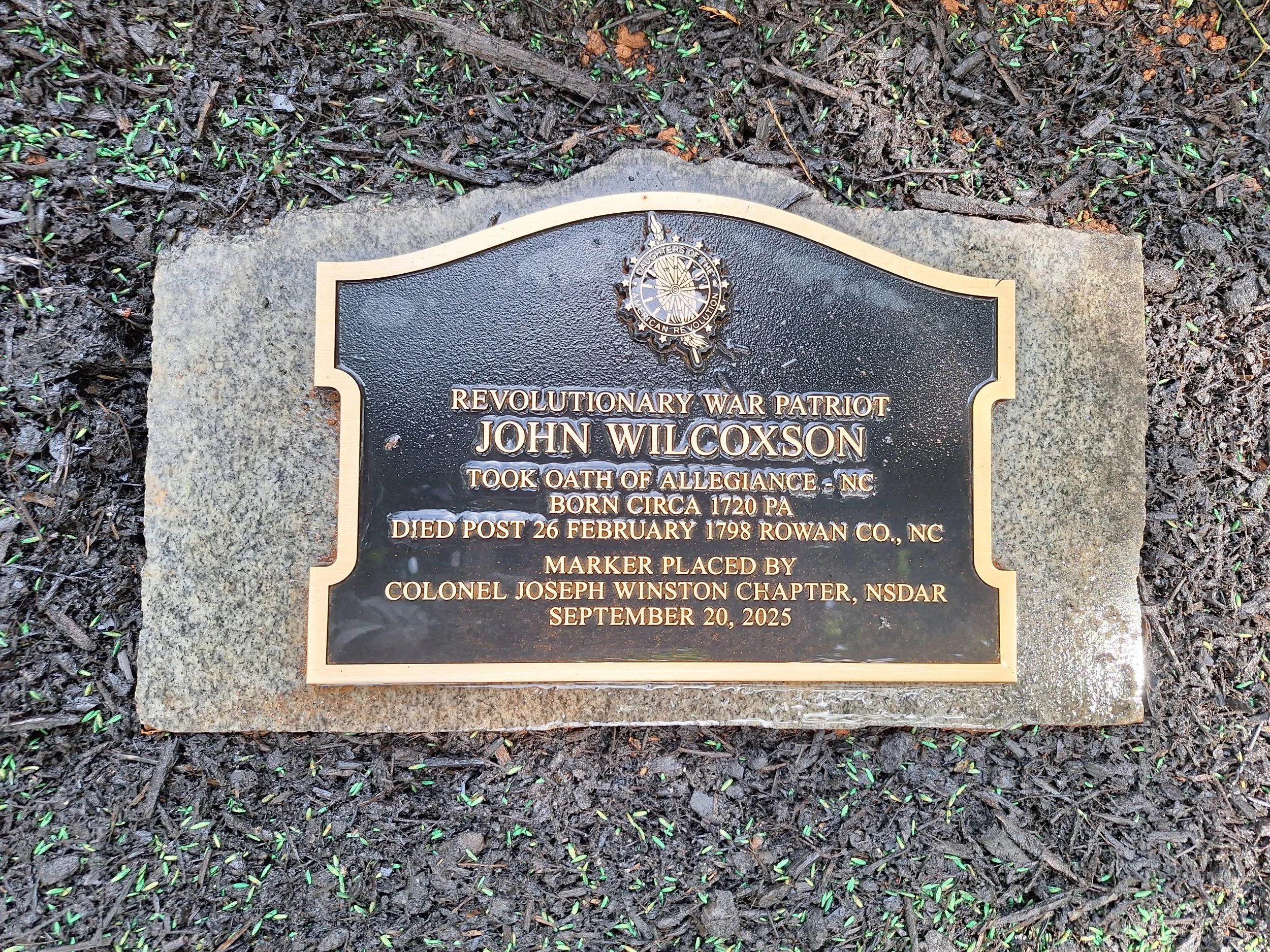 DAR Marker on John Wilcoxson Grave.