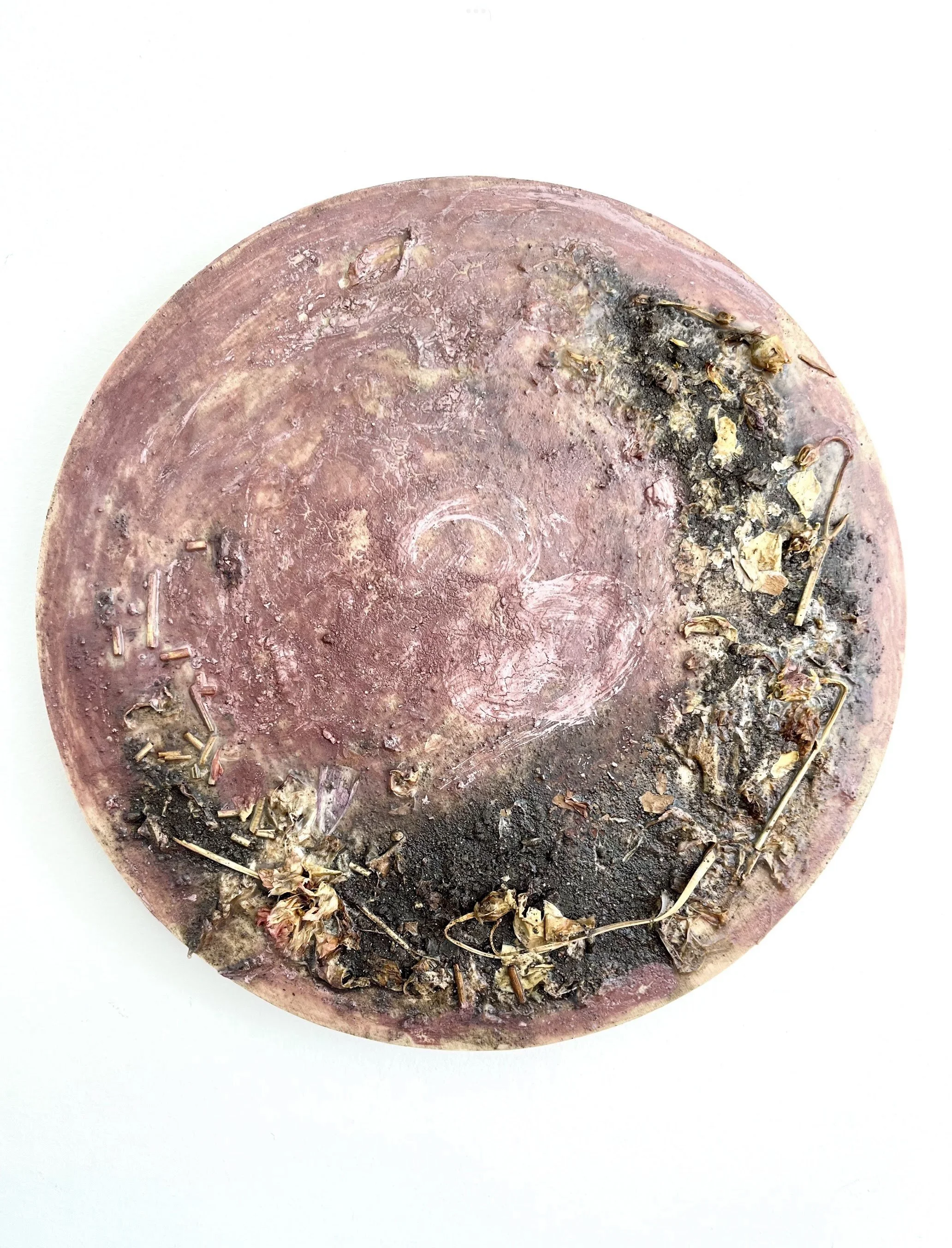 Melinda Kiefer Santiago, Epoch Cycles
(Dirt Moon), 2024, NY soils from different epochs, wood, 10 x 10 x .5 inches.
