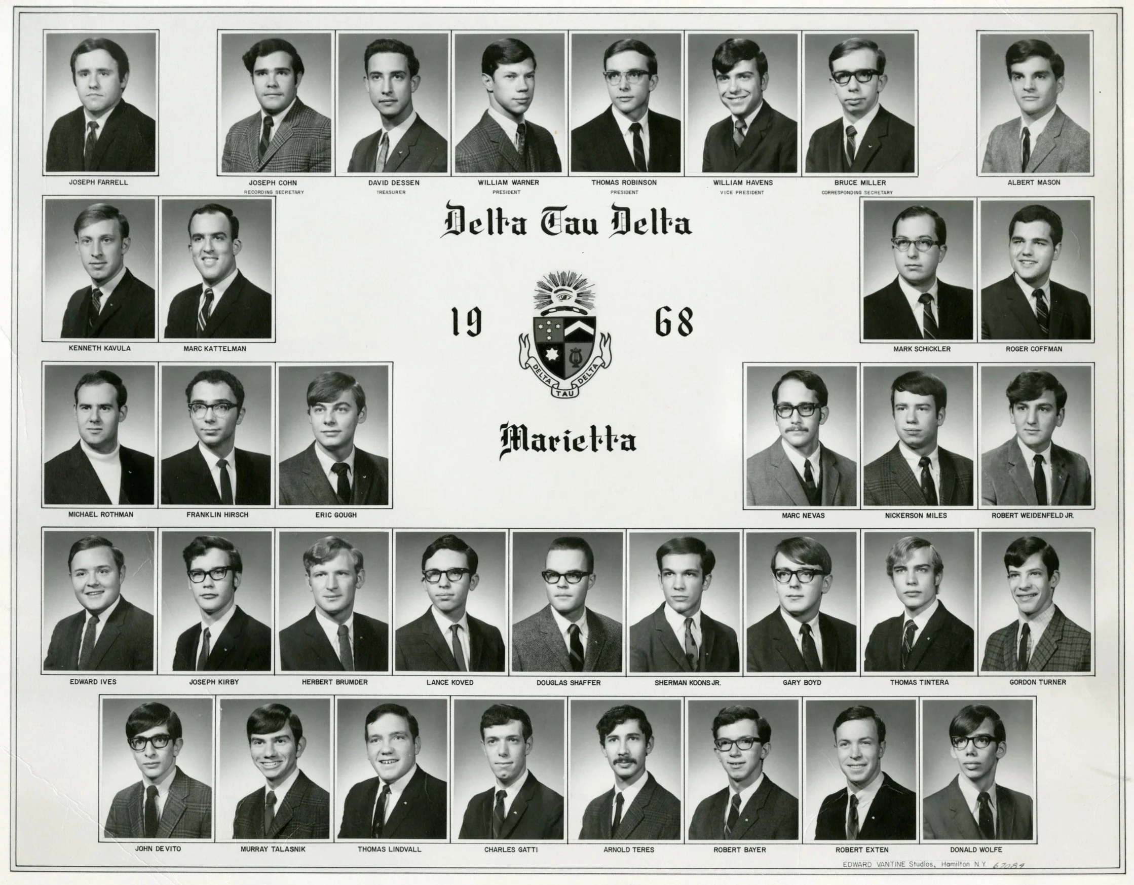 Epsilon Upsilon Chapter of Delta Tau Delta photo composite from 1968