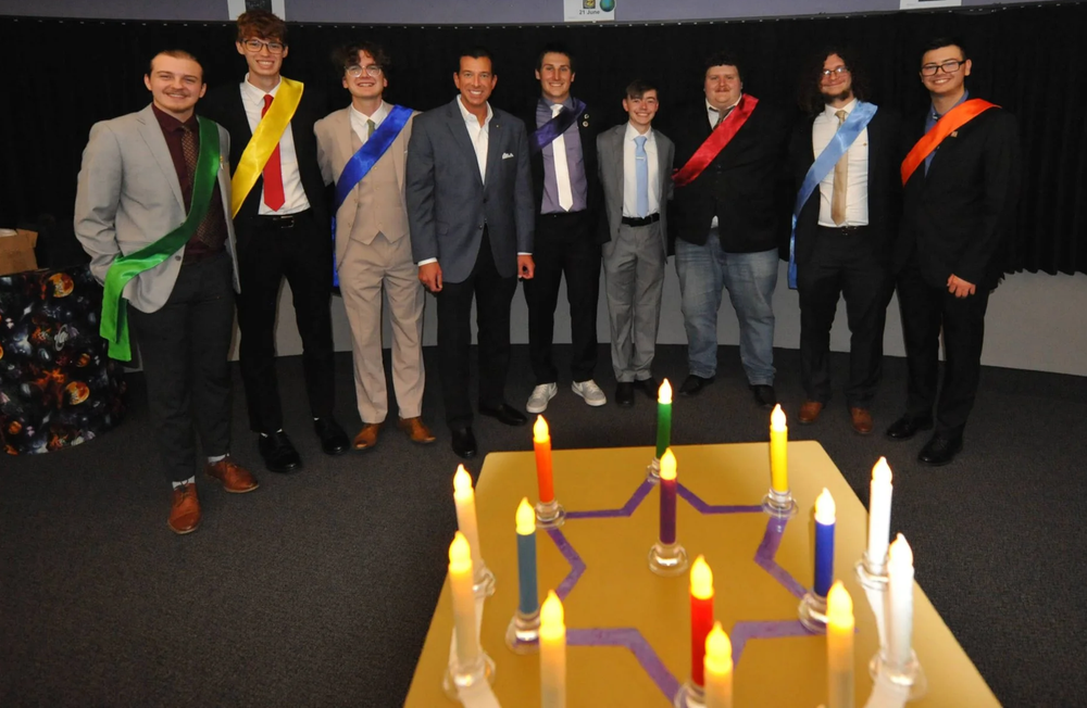 Delta Tau Delta International President Anthony Albanese with the Epsilon Upsilon Delts who took part in the public ritual.