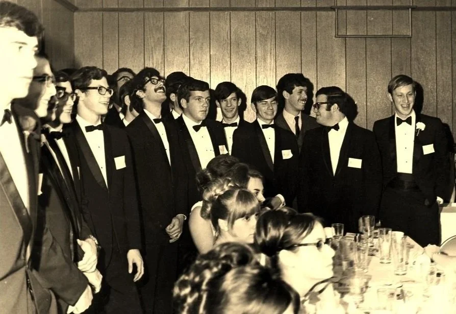 The Founding Marietta Delts, on the night of Nov. 23, 1968, when they initiated into Delta Tau Delta and became Epsilon Upsilon Chapter of the Fraternity.