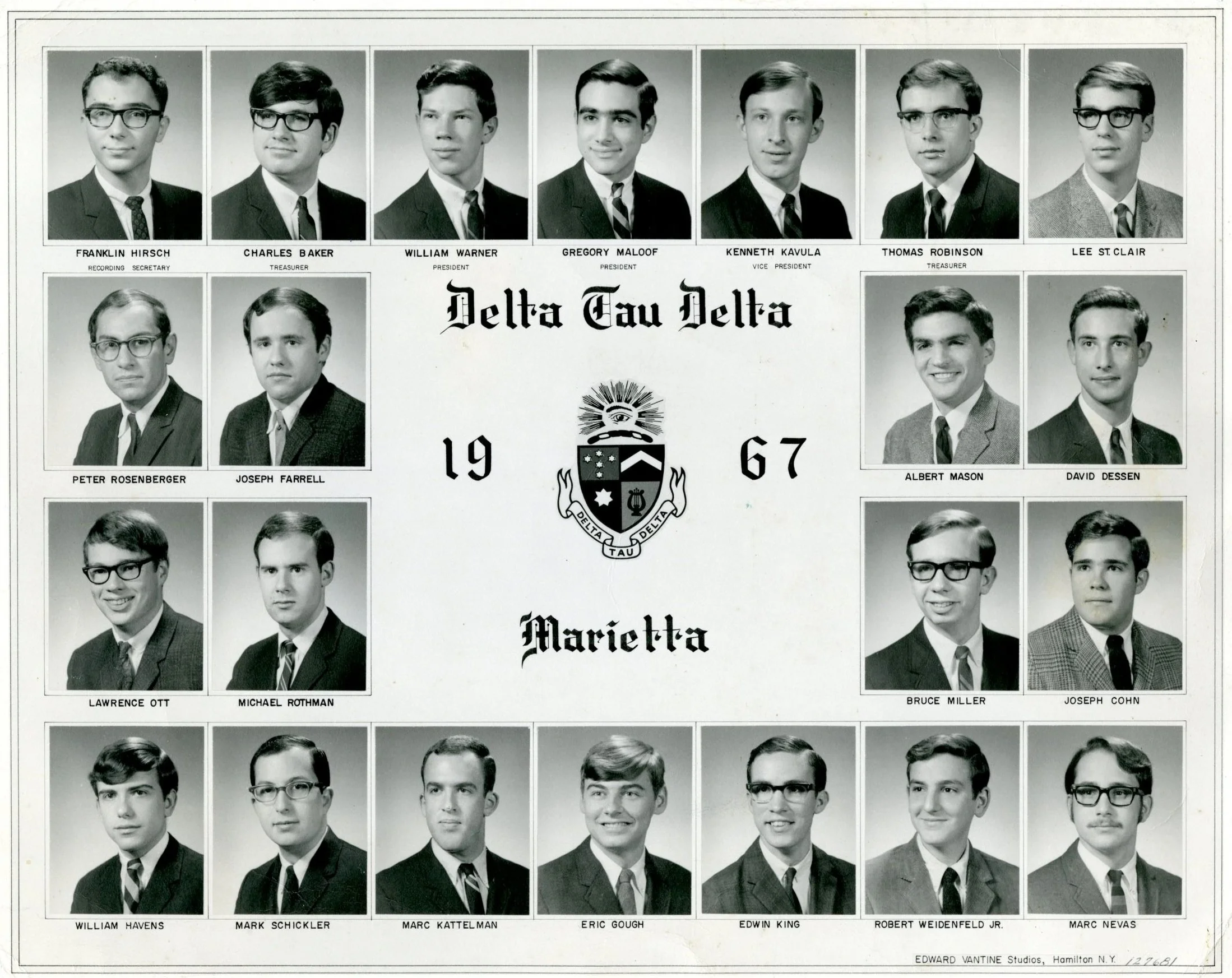 Epsilon Upsilon Colony of Delta Tau Delta photo composite from 1967