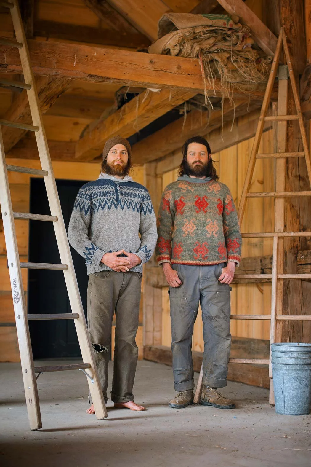 Chris and Jonny Piana, the founders of fable farm in a barn