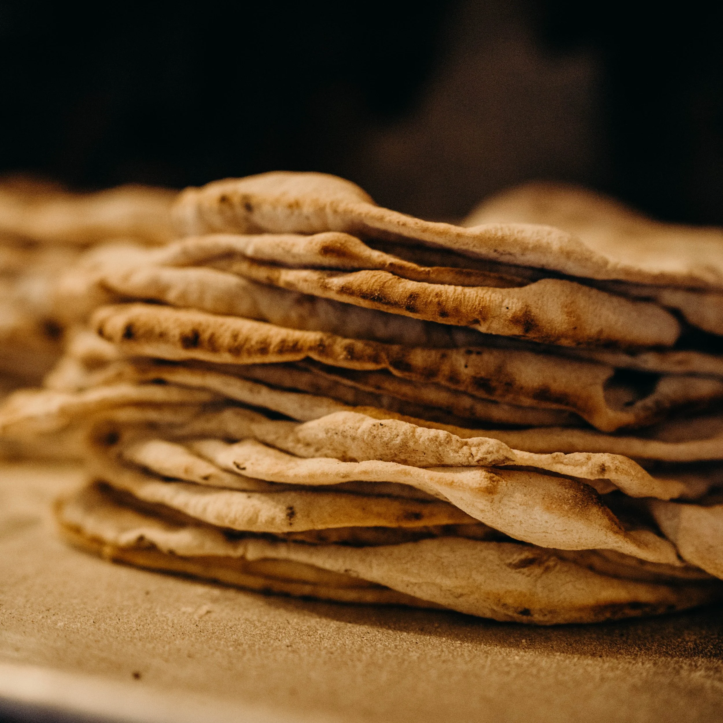 freshly fired flatbreads