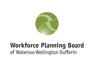 Logo of Workforce Planning Board of Waterloo Wellington Dufferin with a green globe design.