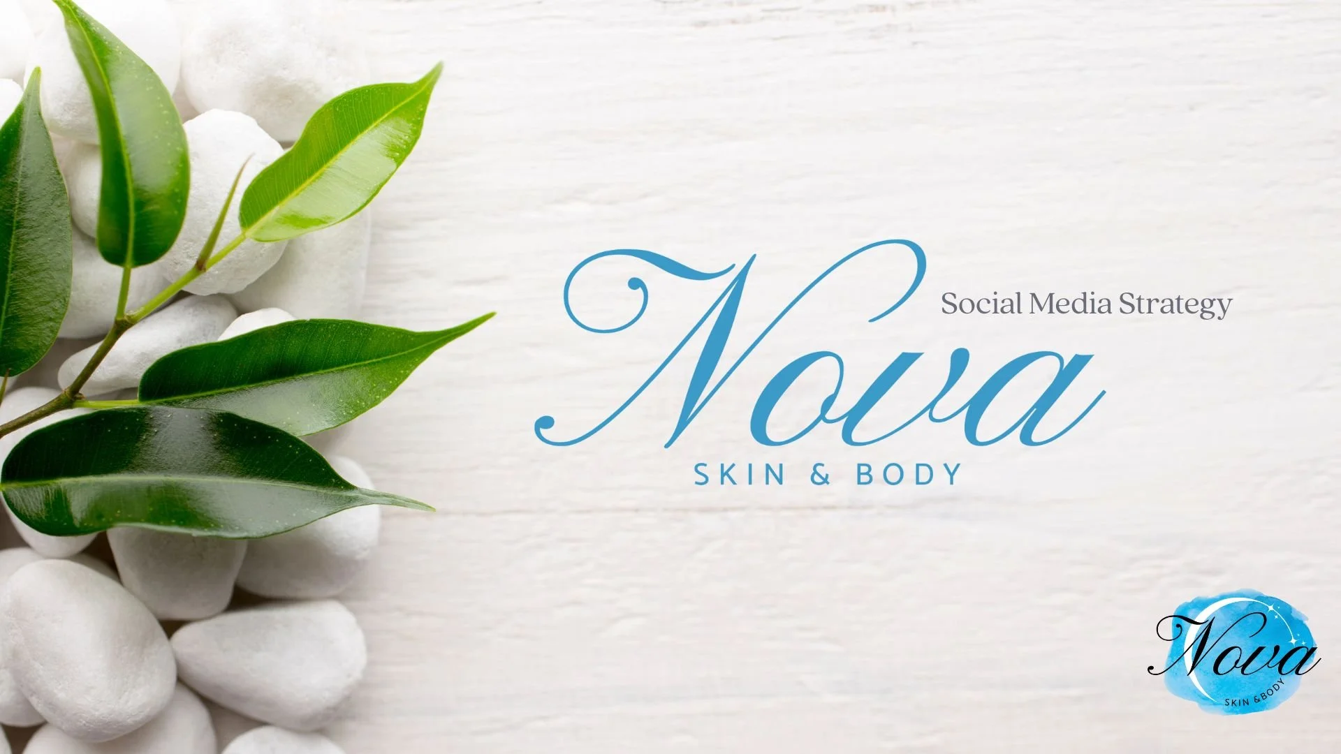The title image for Nova Skin & Body's social media strategy created by Kayla Kaminski