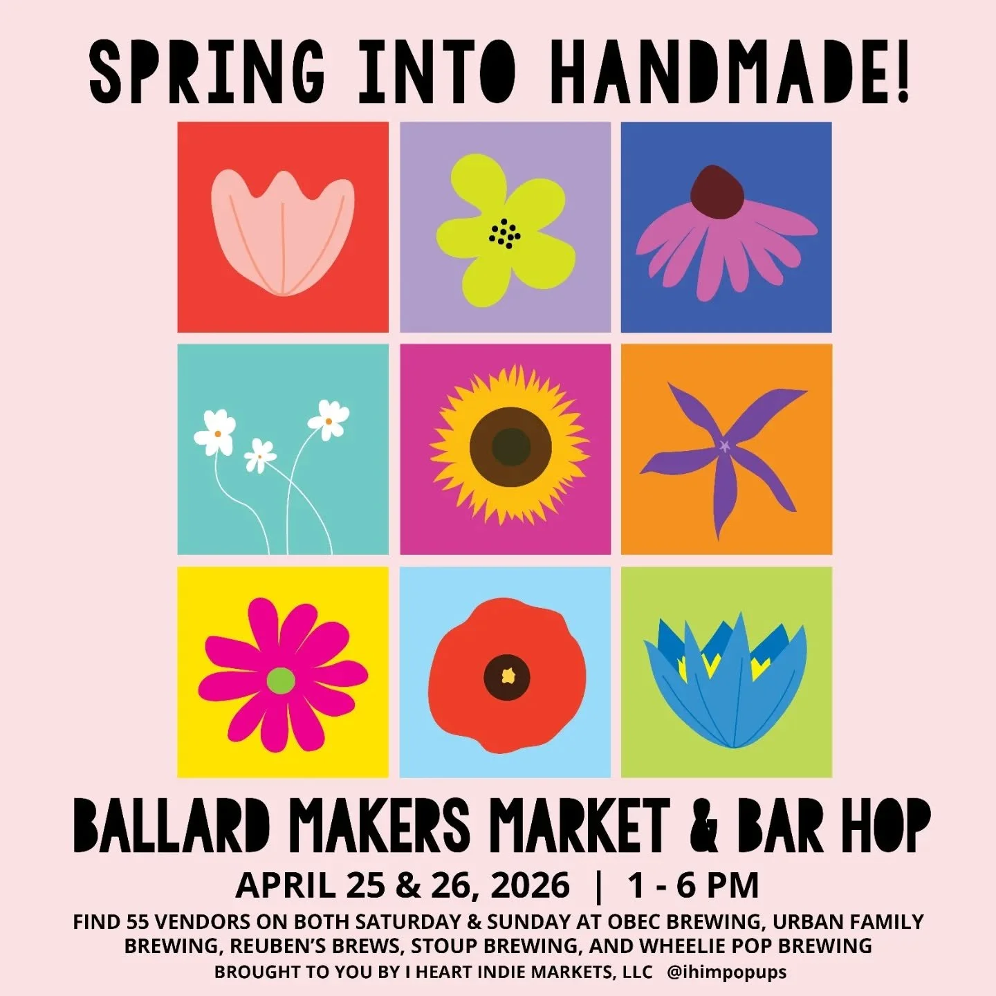 Find us at Reuben's Brews for @ihimpopups Spring Market! We'll have tons of fresh, colorful quilted goods, so come say hi and enjoy a weekend of good beer and talented makers! 

April 25 &amp; 26
1 - 6pm