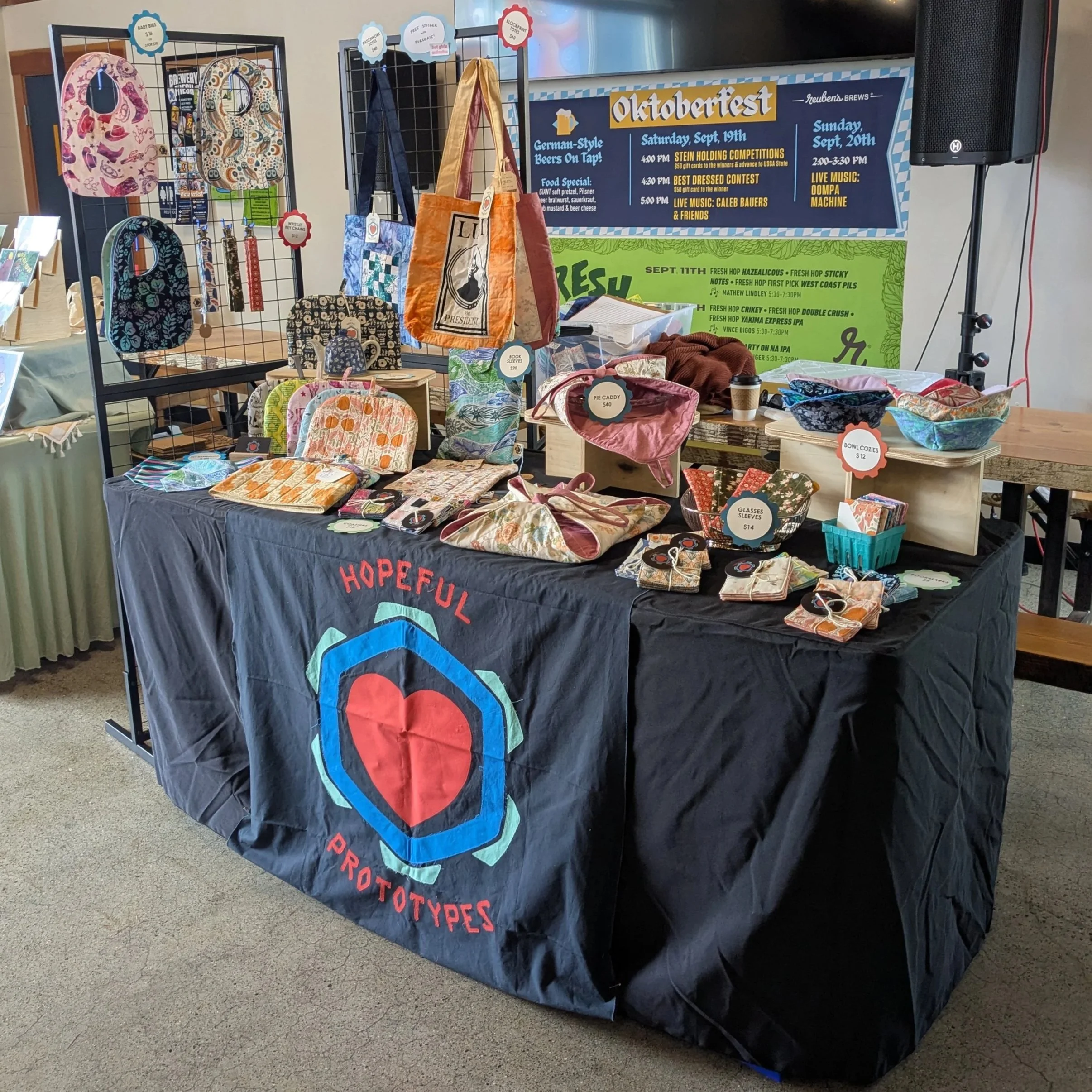 Market booth at Reuben's Brews in Seattle, Sep 2026