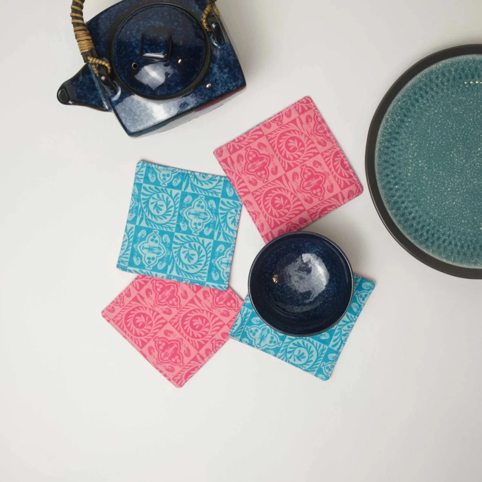 Quilted Cotton Coasters - Crustaceans
