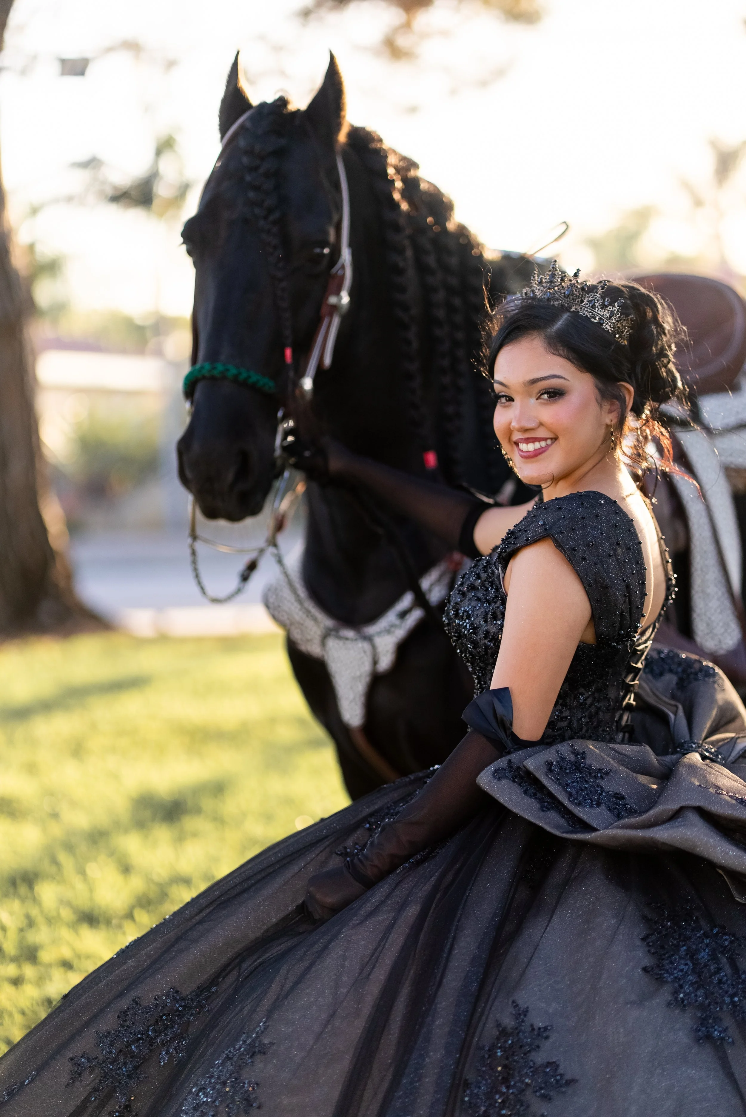 Quinceañera Glamour Photo of Young Girl with Horse