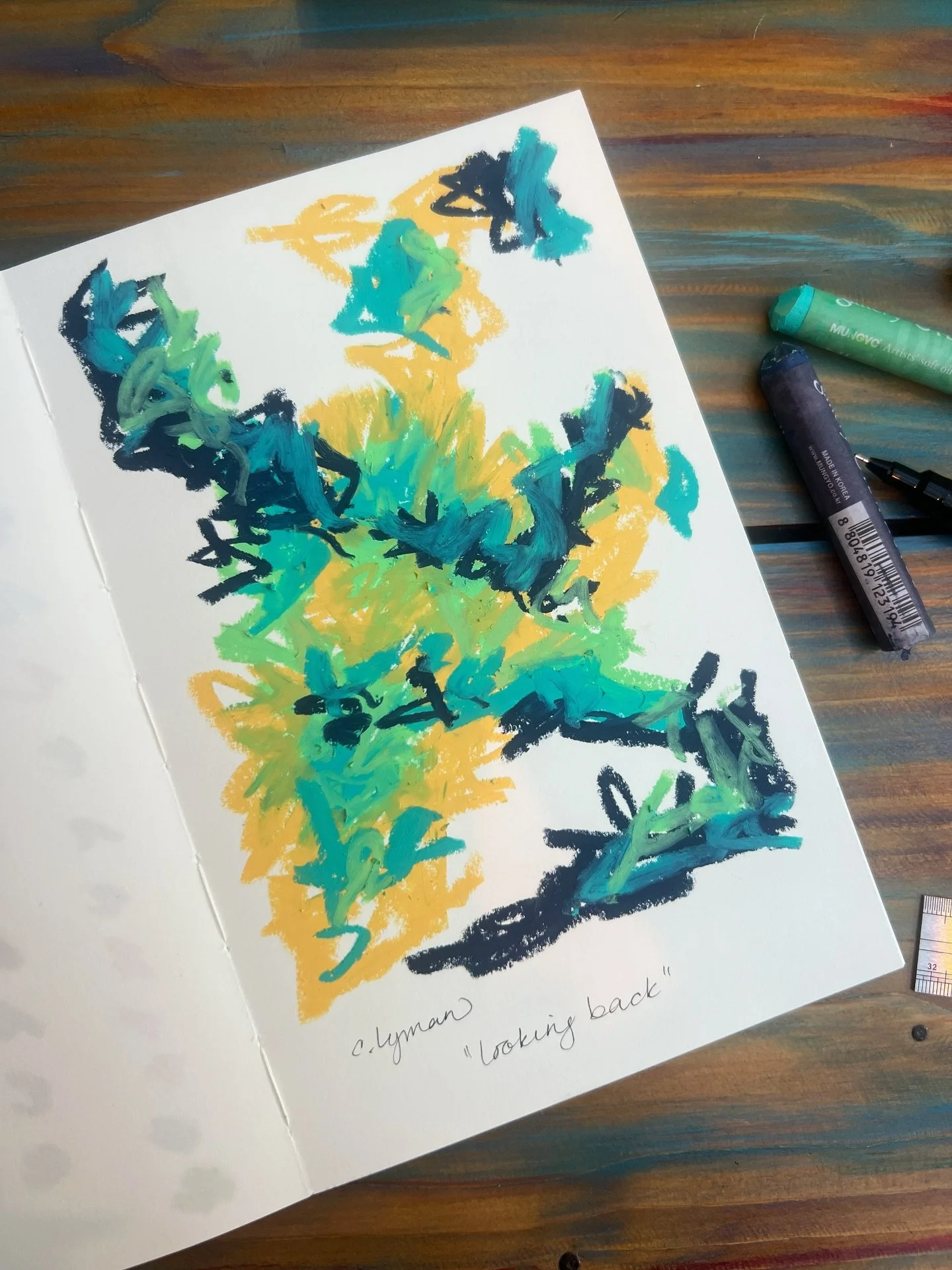 &ldquo;Looking back&rdquo; #abstractart #oilpastelart