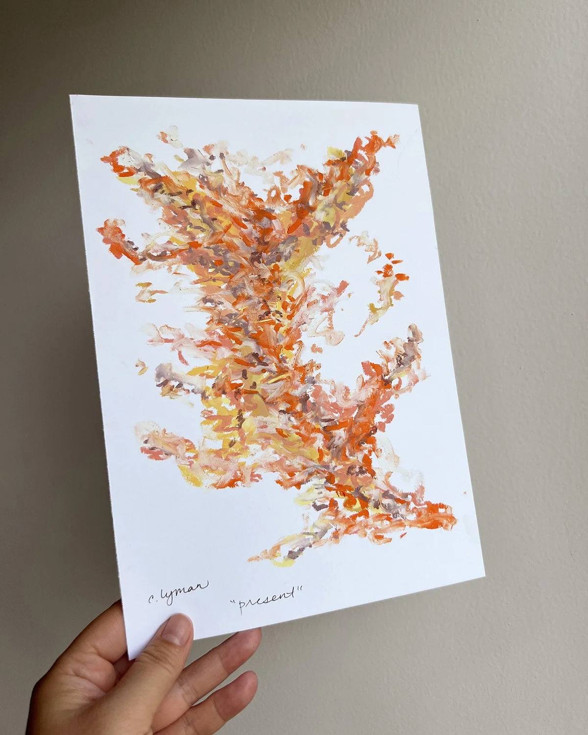 “Present” [ Unframed original oil pastel on paper, 7x10”, Mexico City, 4/13/26 ]