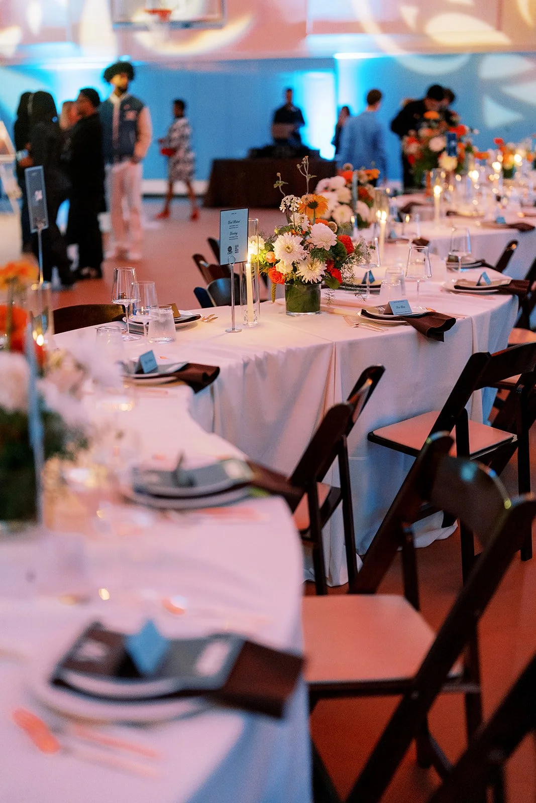 Private foundation dinner event featuring custom floral centerpieces, elevated tablescape design, and luxury event flowers created for an intimate nonprofit celebration.