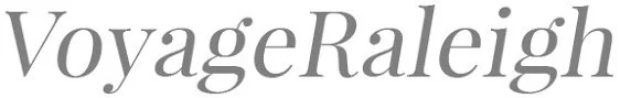 VoyageRaleigh logo in gray text on a white background.