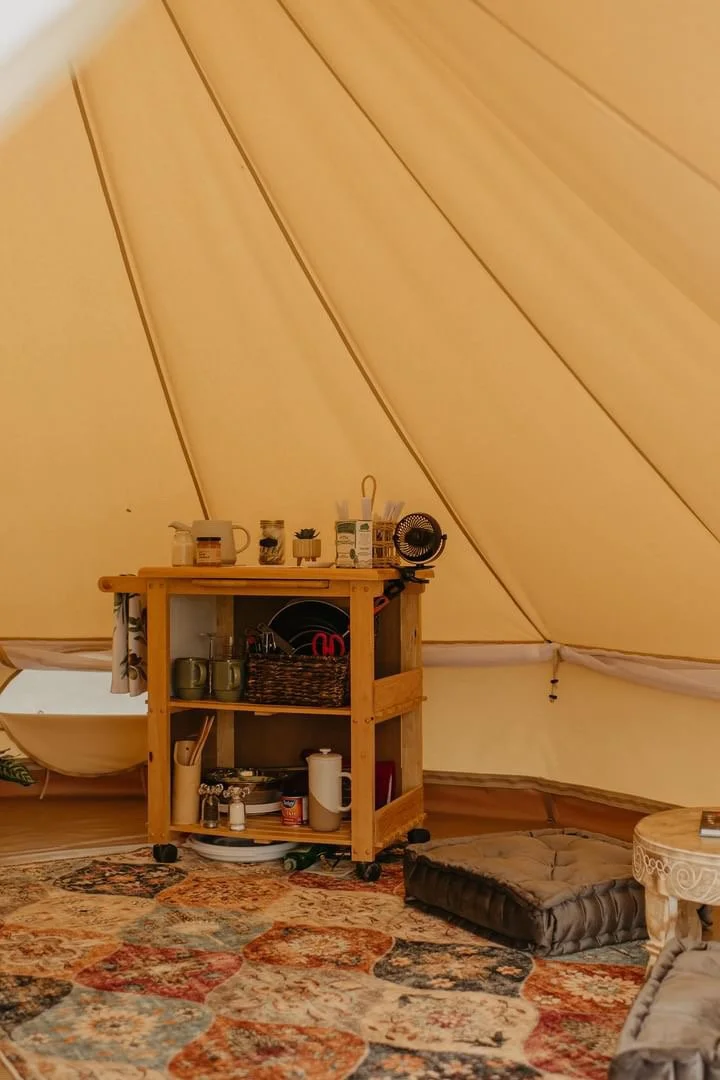 Tent equipped with camping needs
