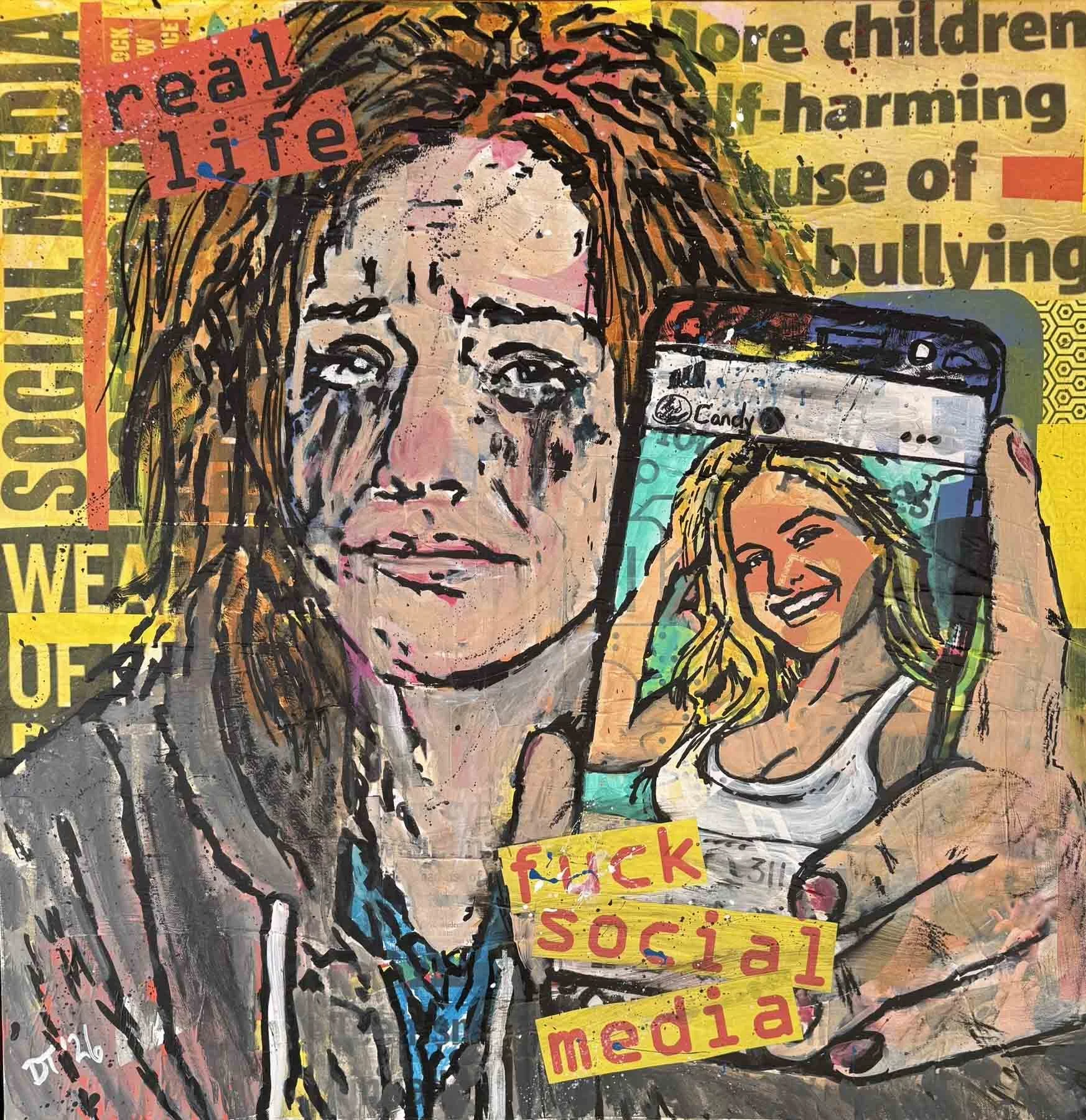 REAL LIFE (F#CK SOCIAL MEDIA) MIXED MEDIA PNG 36X36 2026