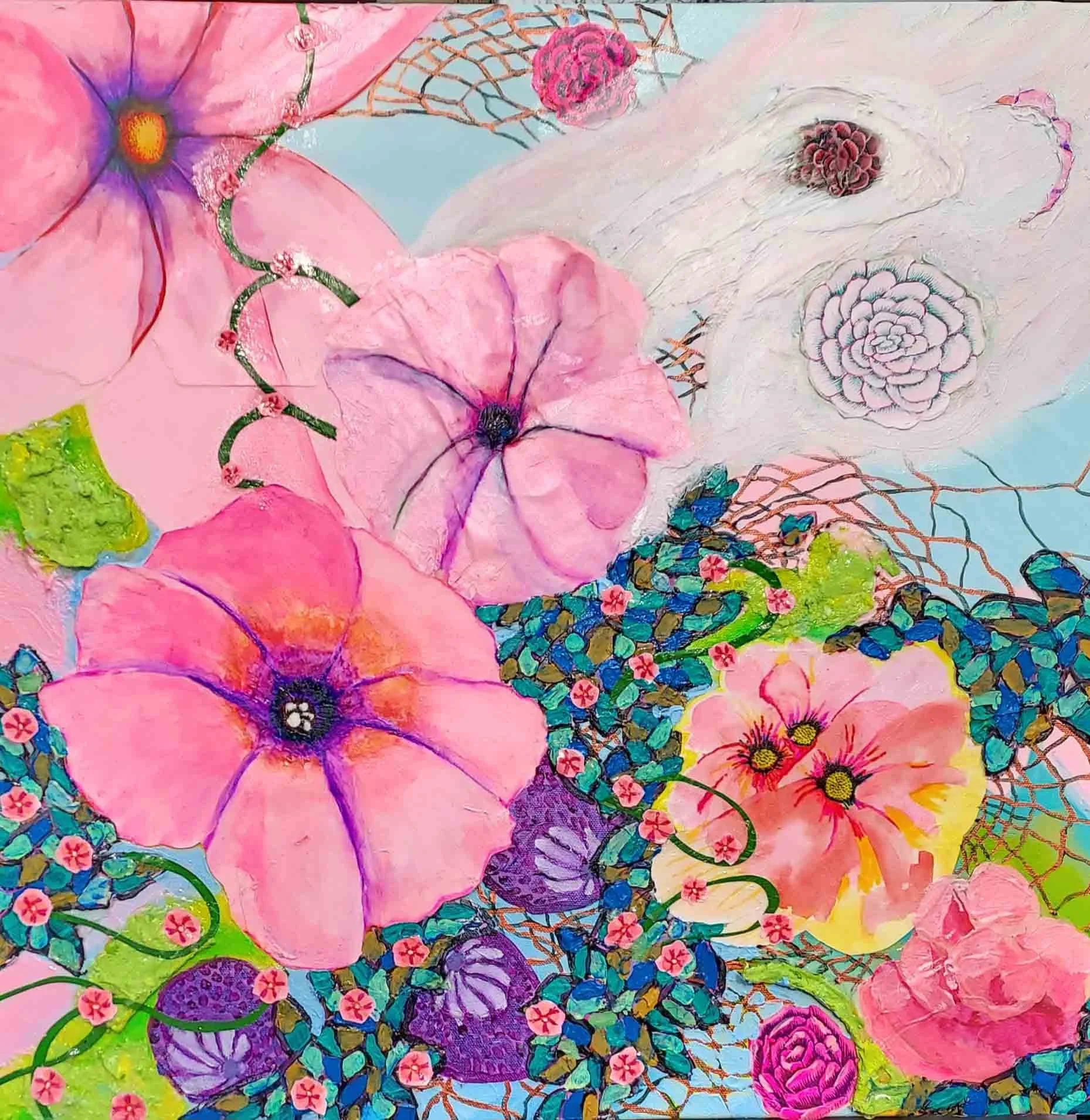 Pink | 24x24 | acrylic and mixed media on canvas | 2500