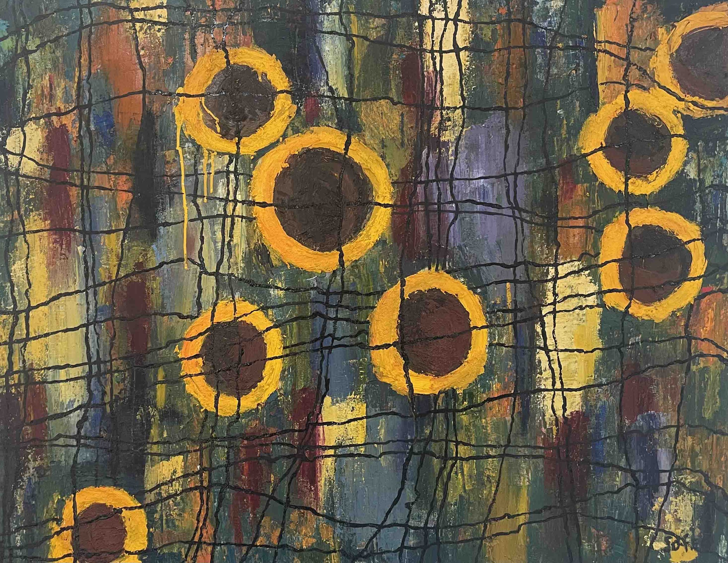 Sunflower Catatonia | 24x30 | oil and oil stick on canvas | 750