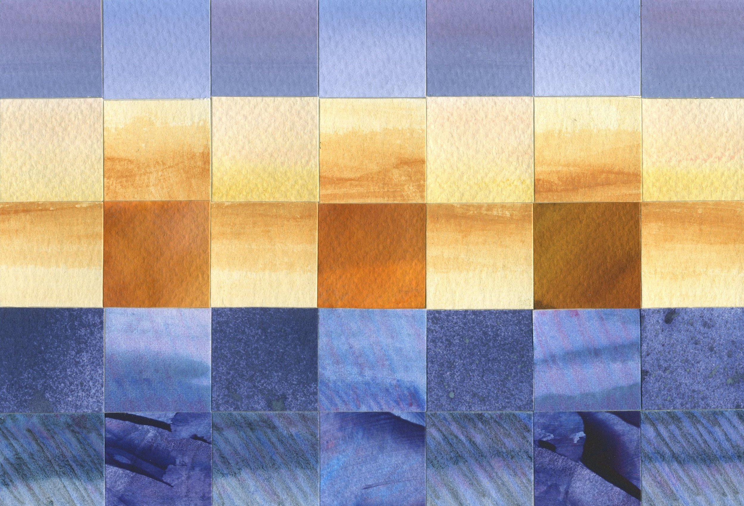 “Square Inch Project #5”
— 9” x 5”
— Watercolor Collage,
Mounted on Board,
Sealed with Wax — $60