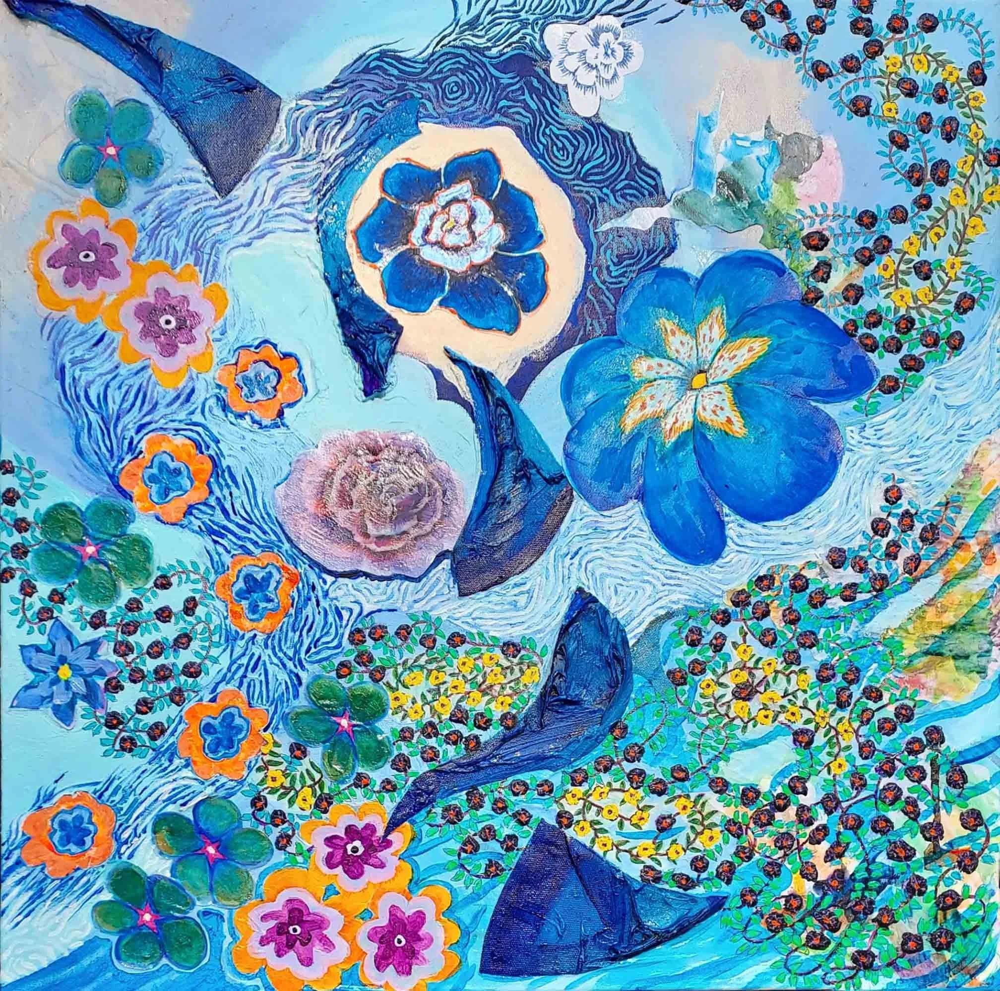 Blue | 24x24 | acrylic and mixed media on canvas | 2500