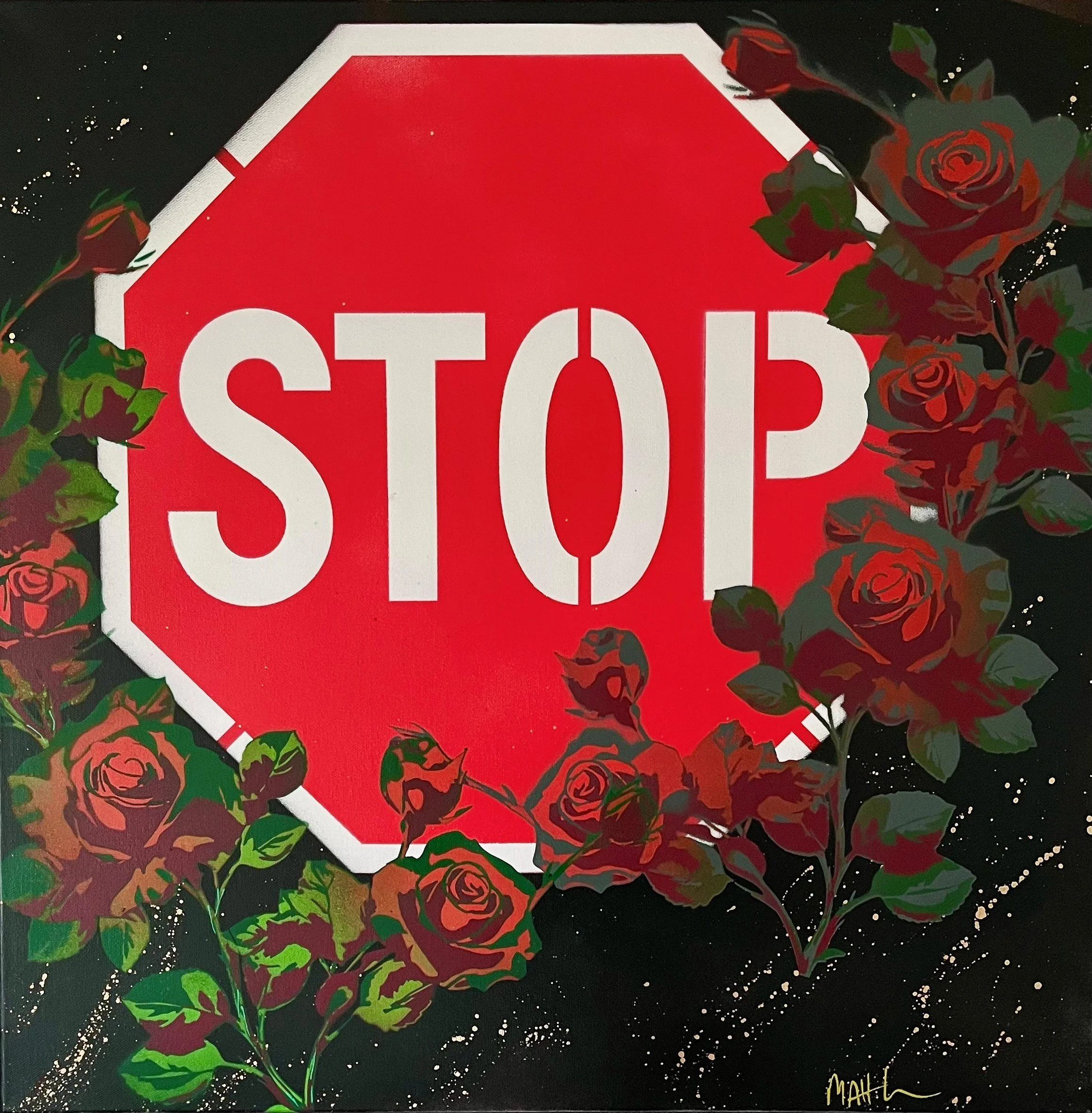 STOP AND SMELL…YOU KNOW THE REST! | 24X24 | mixed media on gallery wrapped canvas | 400