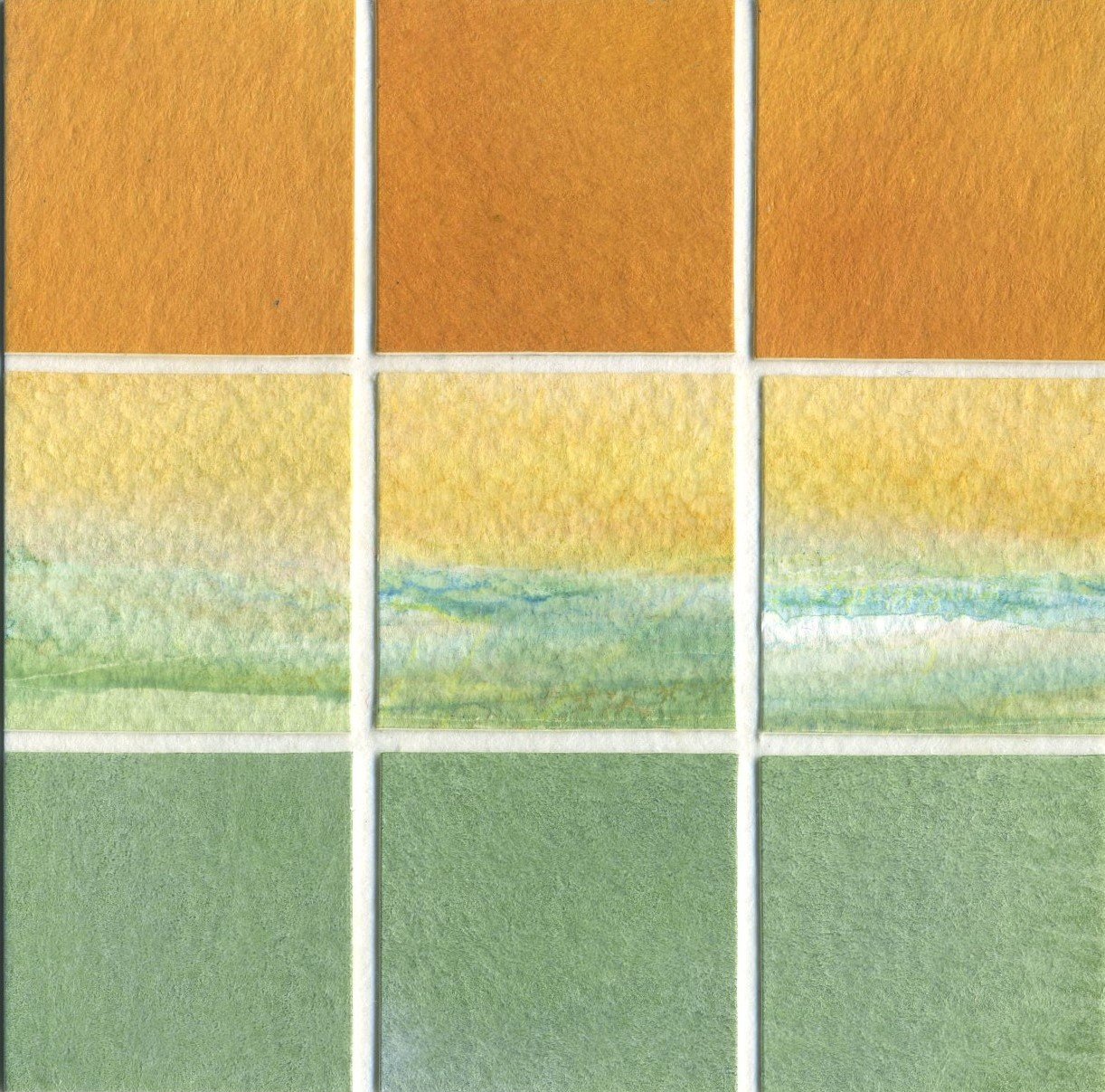 “Square Inch Project #19”
— 3” x 3”
— Watercolor Collage,
Mounted on Board,
Sealed with Wax — $30