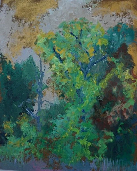  Plein air sketch in the woods | 8x11 | oil on carton | 75