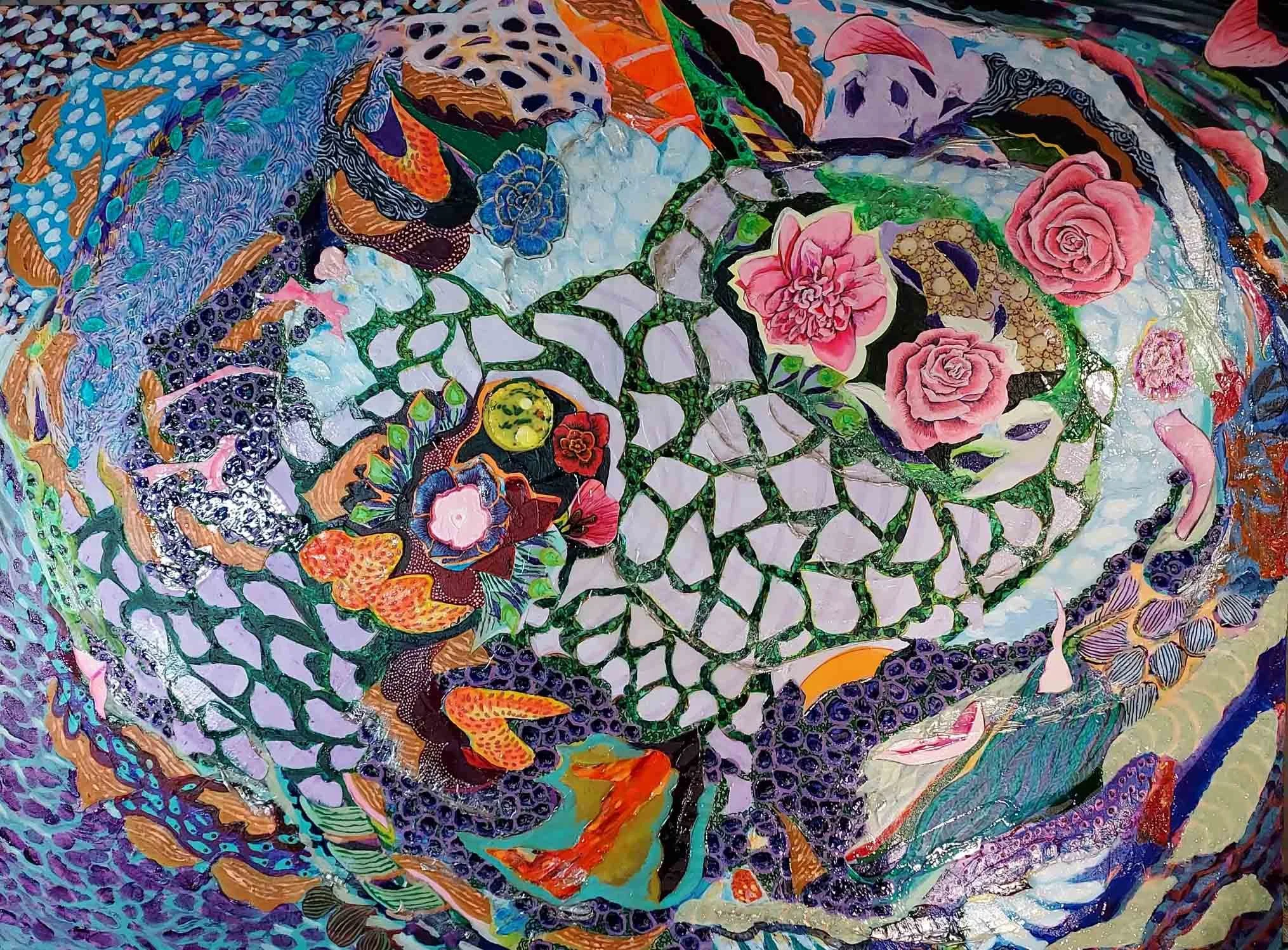 Paper Posies Tidal Pool | 36x48 | acrylic and mixed media on canvas | 4500