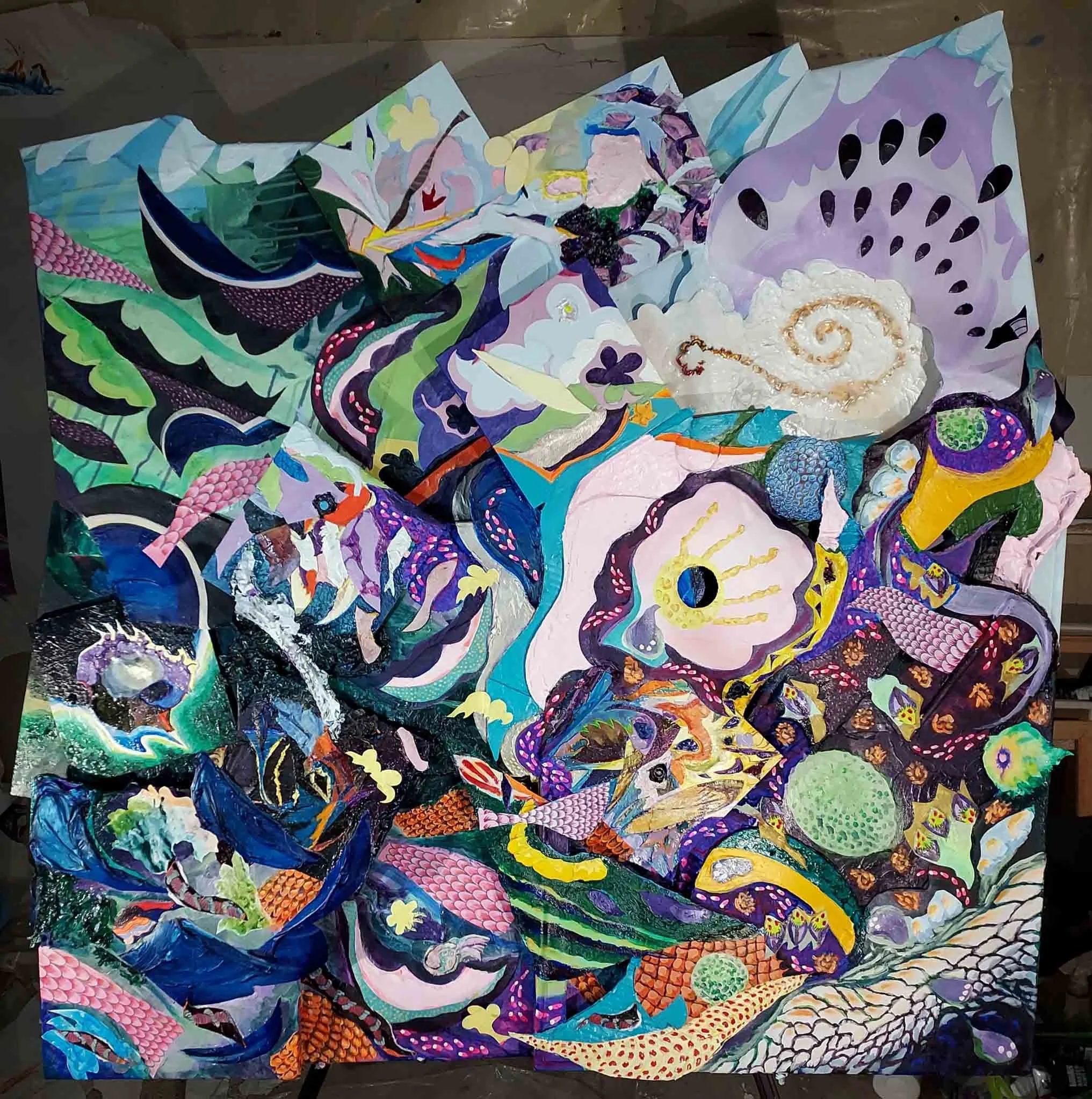 Seven Sea | 50x50 | acrylic and mixed media  on canvas / wood | 5000