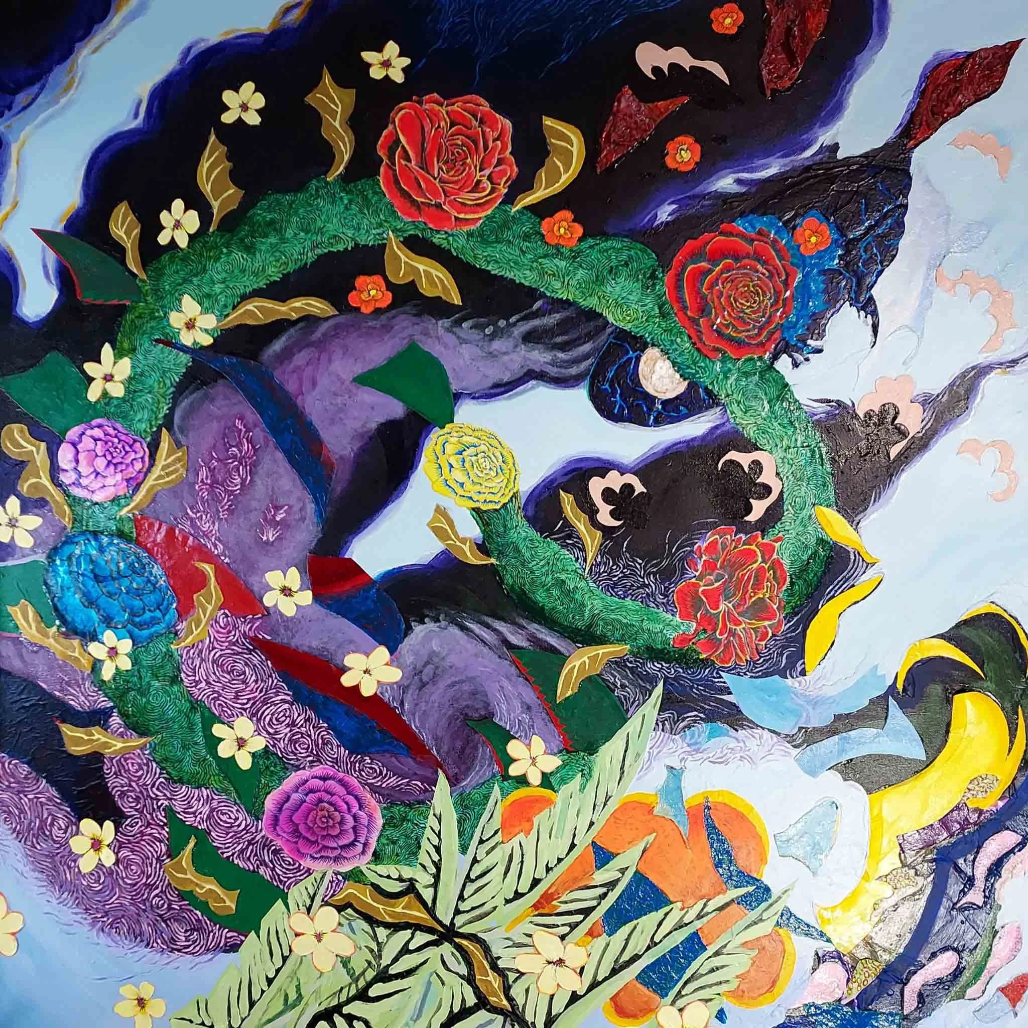 Theredones | 36x36 | acrylic and mixed media on canvas | SOLD
