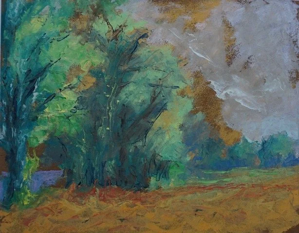 Plein air sketch view to the Merrimack | 6x8 | oil on carton | 75