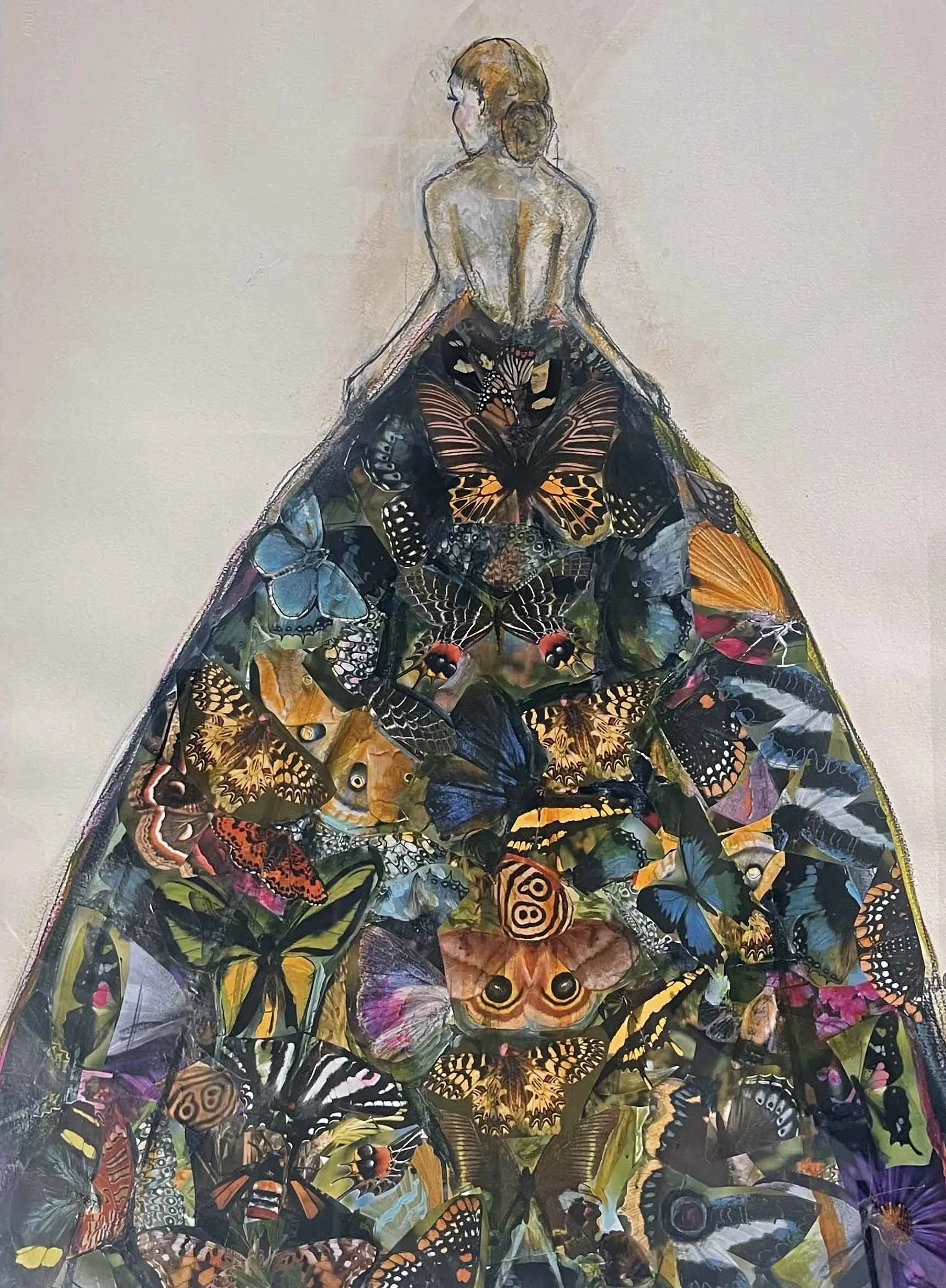 “Le dame I” 30 x 22 | graphite and butterfly wings on archival paper | 1000