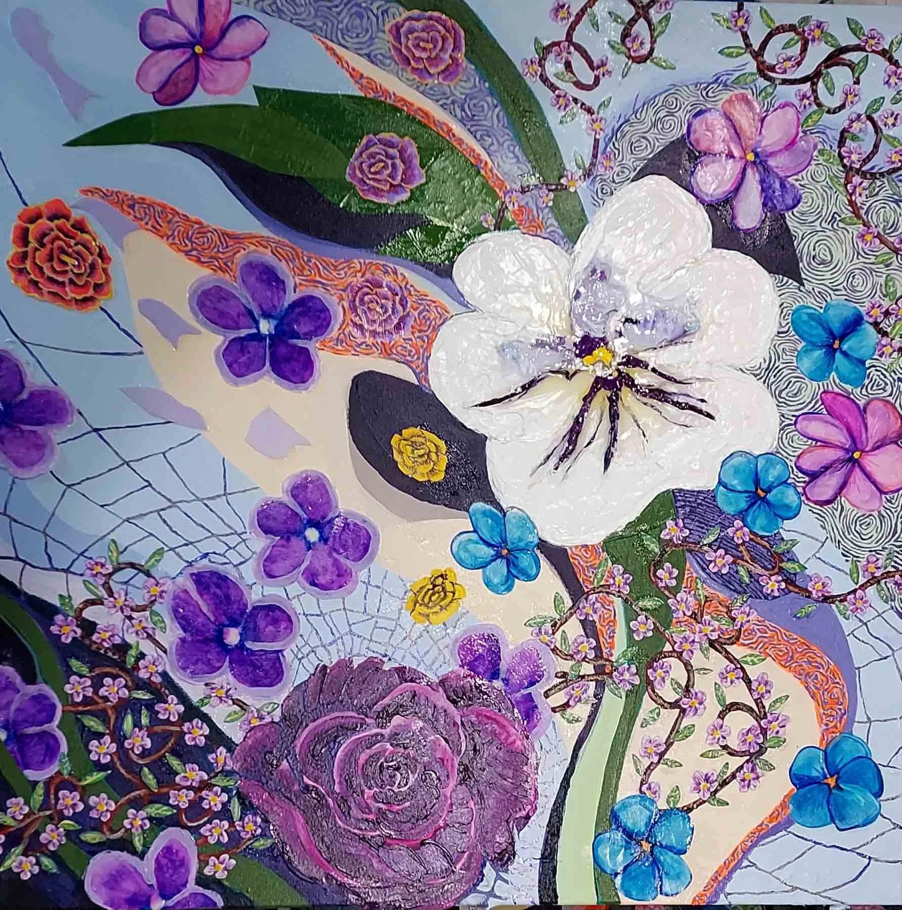 Violet | 24x24 | acrylic | and mixed media on canvas | 2500