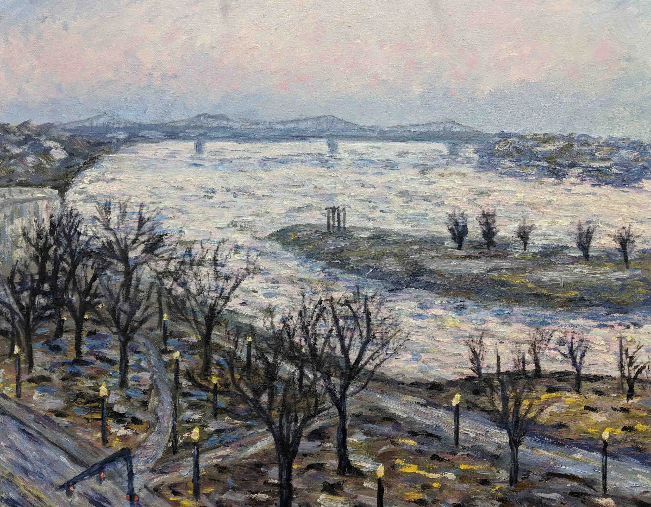 Morning on the Mississippi |  24x28 | oil on canvas | 1100