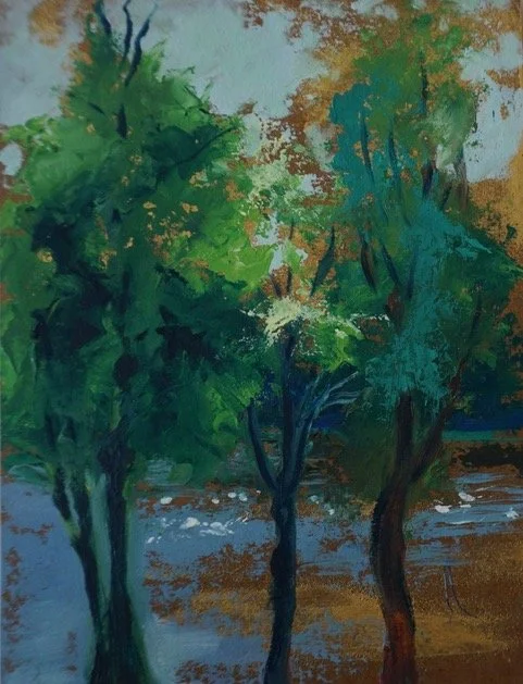 Plein air sketch in summer | 6x8 | oil on carton | 75