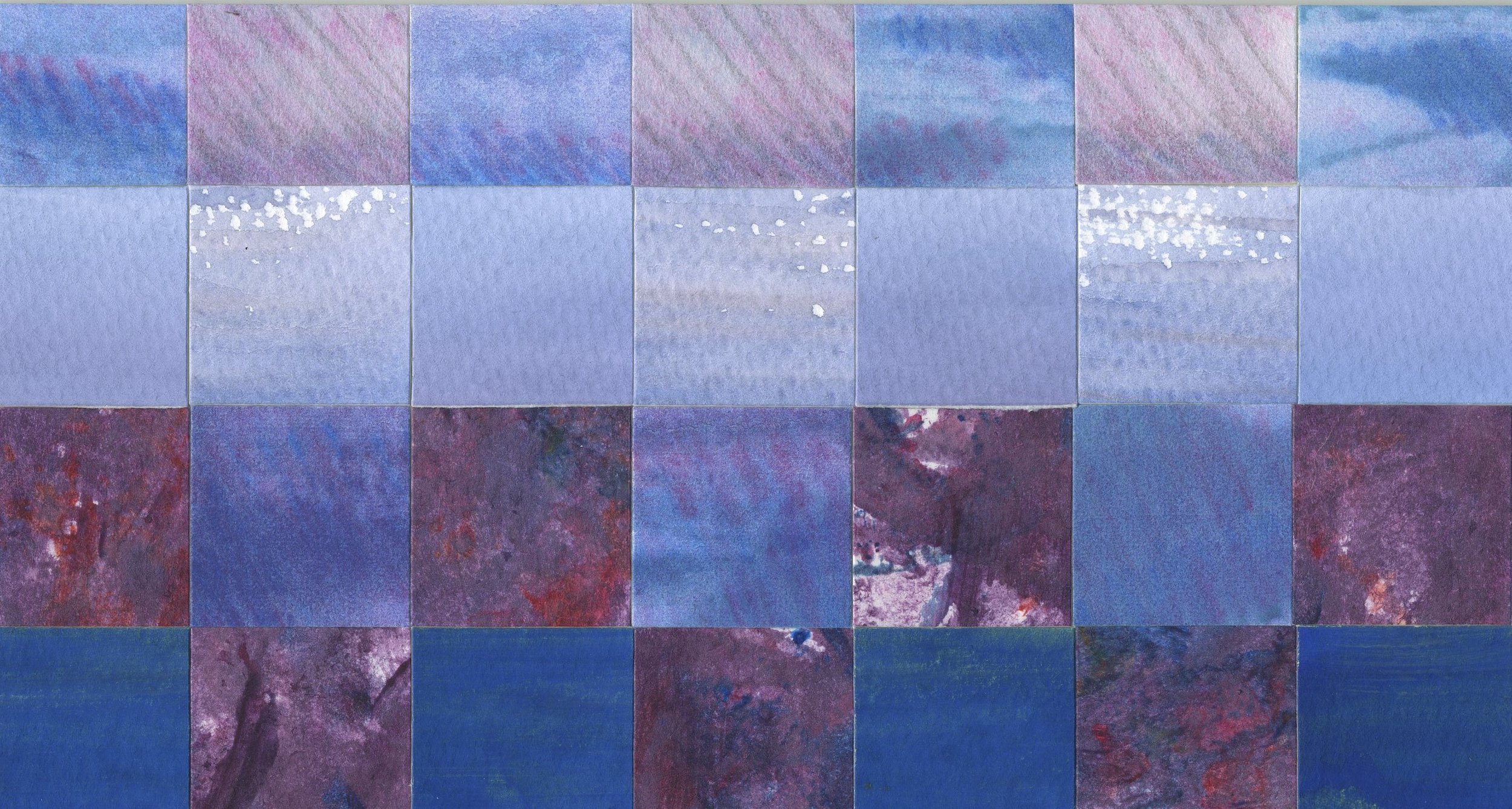 “Square Inch Project #4”
— 9” x 4”
— Watercolor Collage,
Mounted on Board,
Sealed with Wax — $45