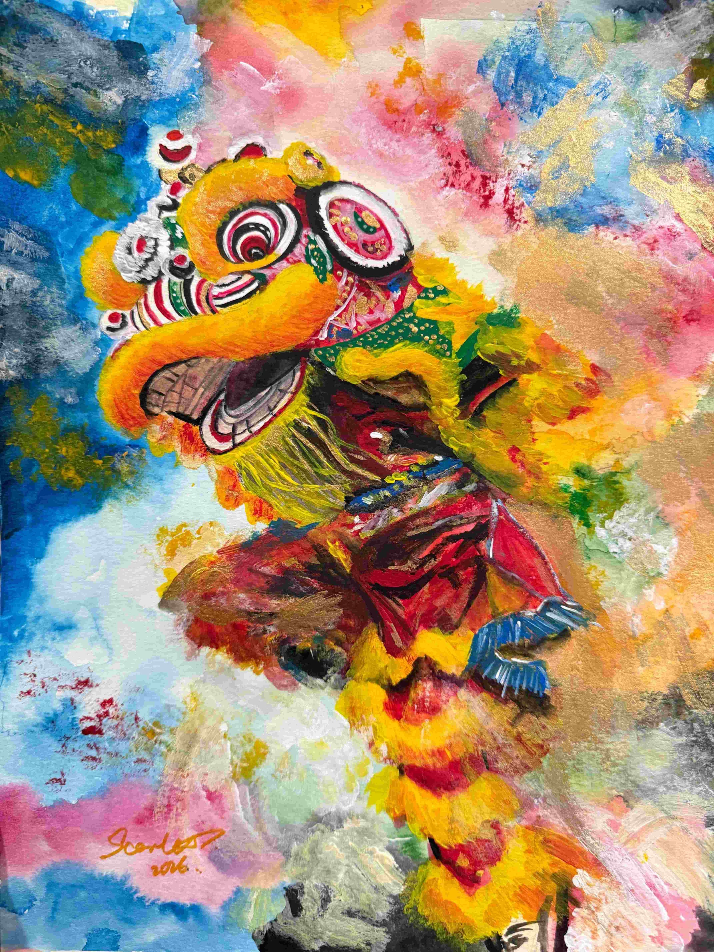 Lion Dance | 11x14 | watercolor | 400