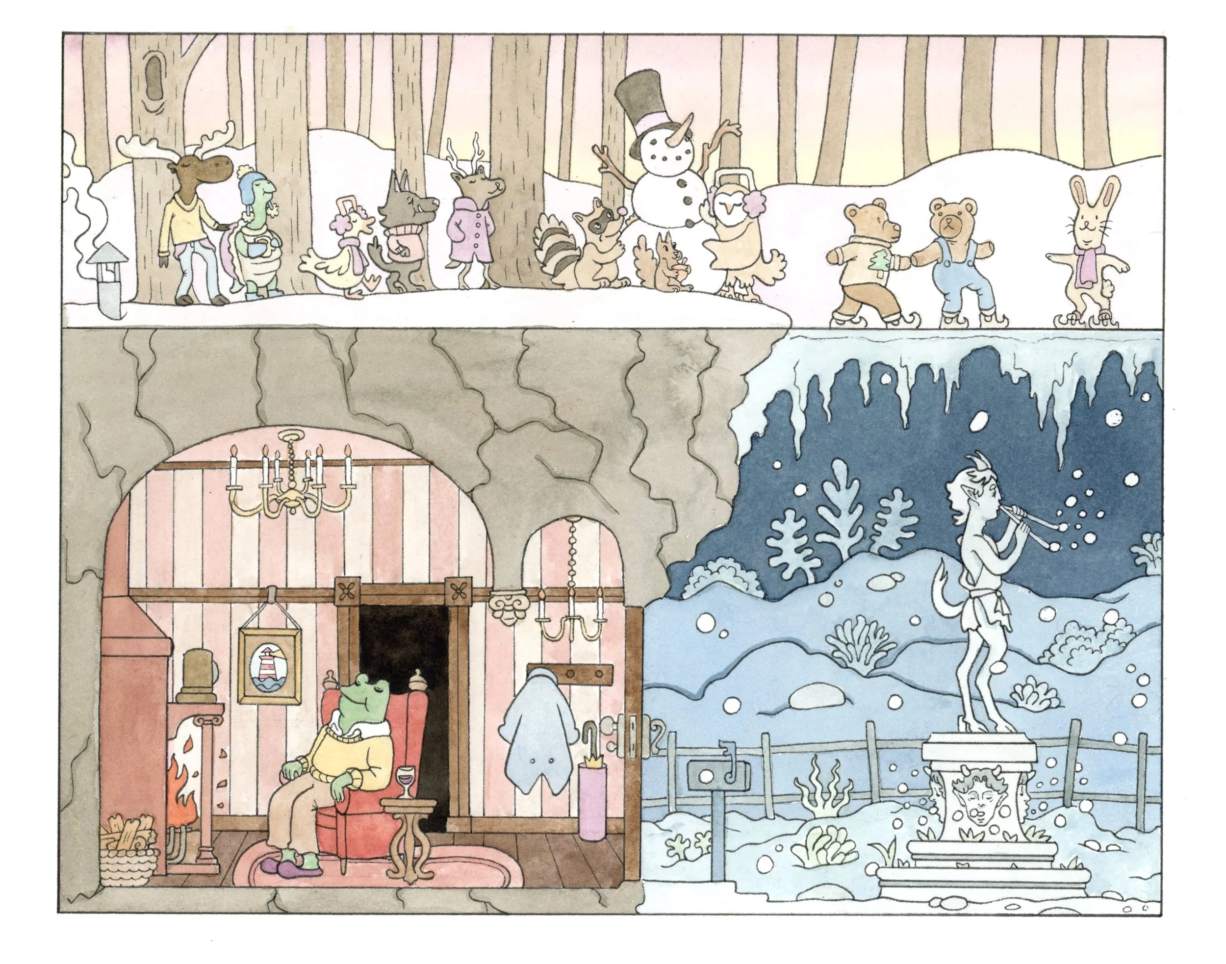 Winter Time | 9x12 | pen & ink, watercolor | 200