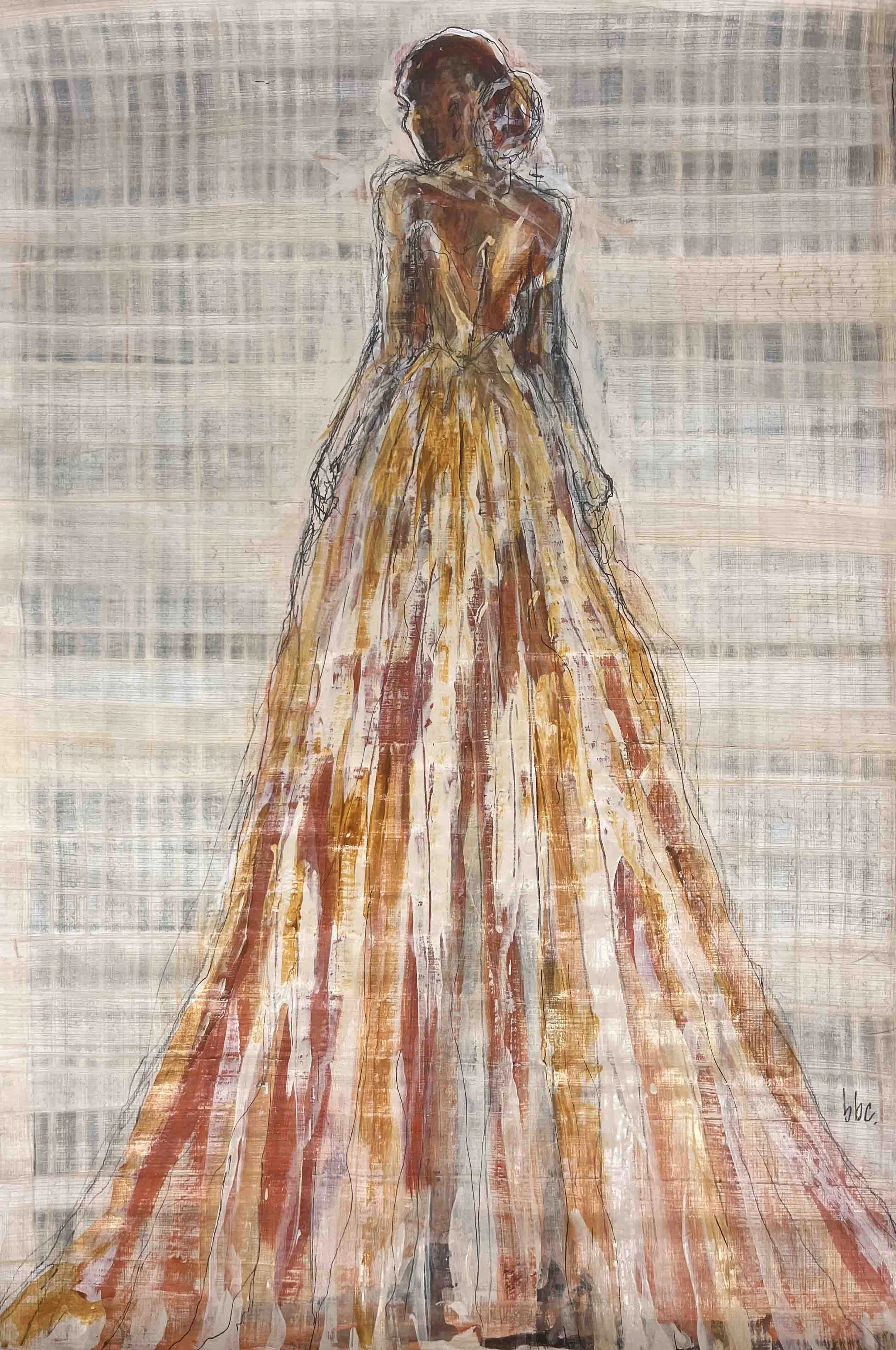 “Le dame 2 I” 24x 18 | graphite and paint on linen archival paper | 650