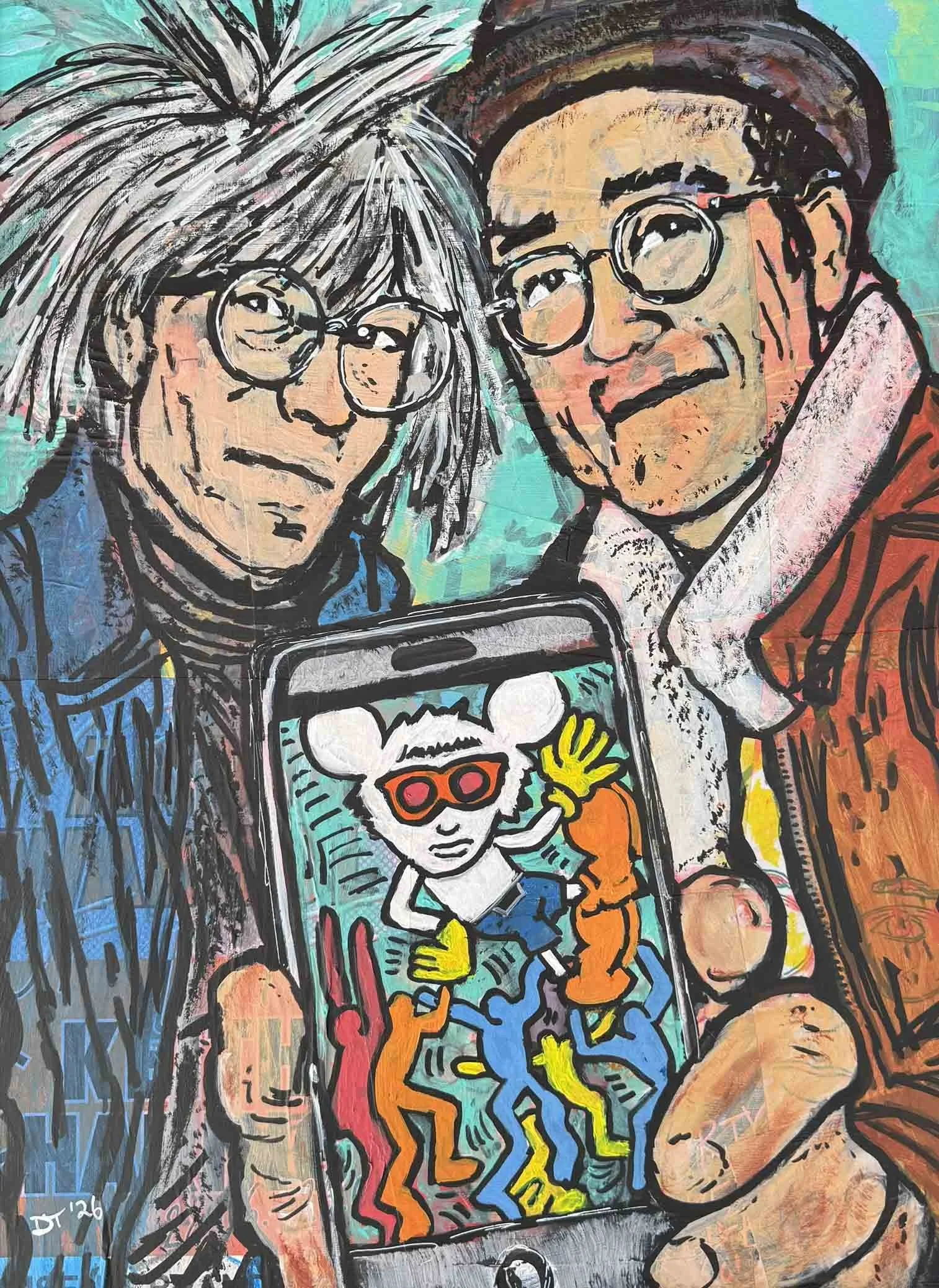 WARHOL & HARING SELFIE MIXED MEDIA 18X24 2026