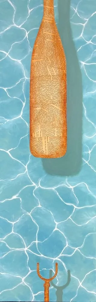 Directionless | 12x36 | oil and collage on canvas | 650