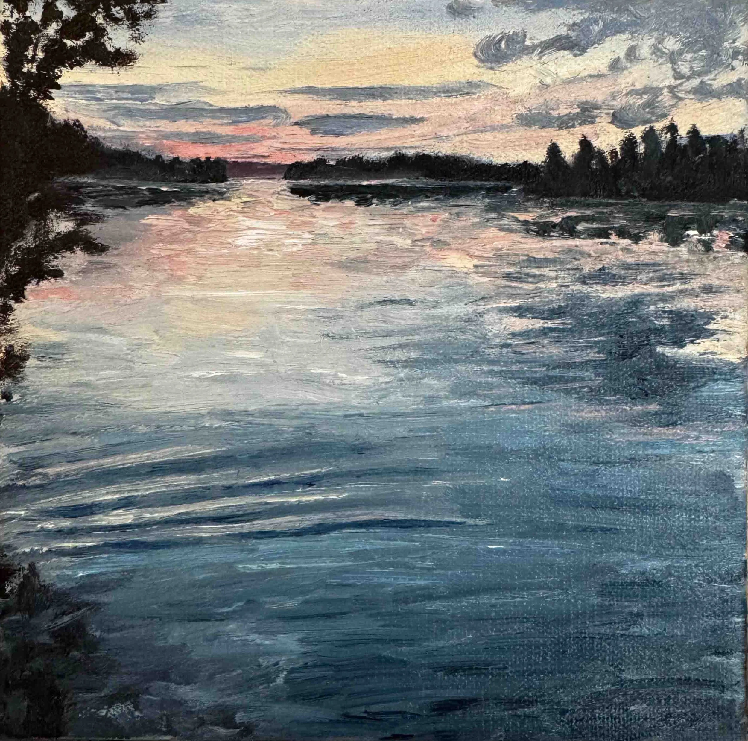 Midnight Dip | 8x8 | oil on canvas | 800